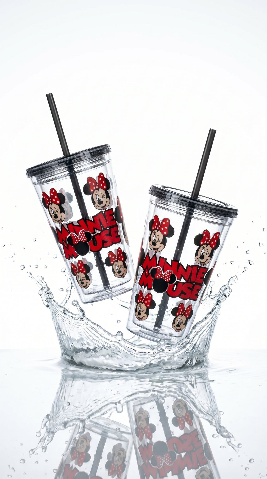 16oz Character Straw Tumbler – Red Polka Dot Bow Design