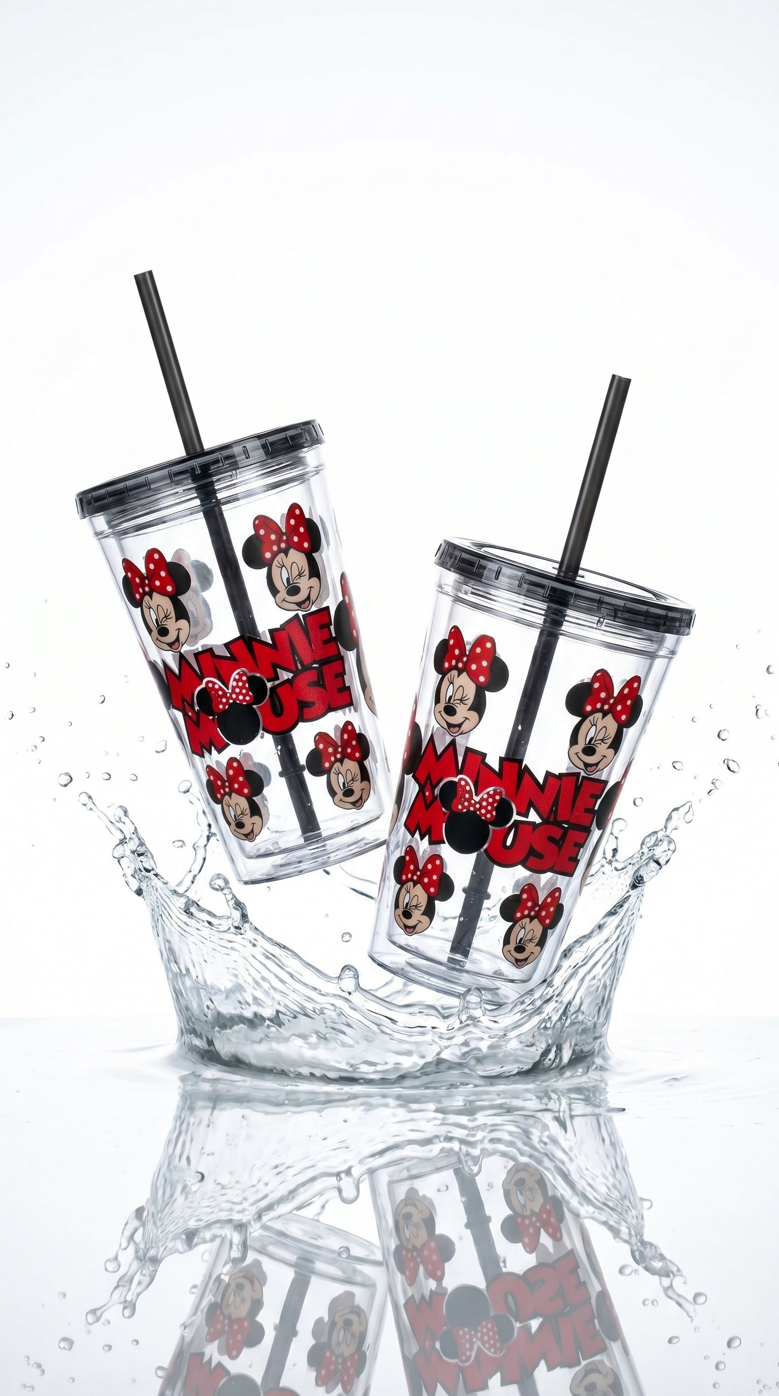 16oz Character Straw Tumbler – Red Polka Dot Bow Design