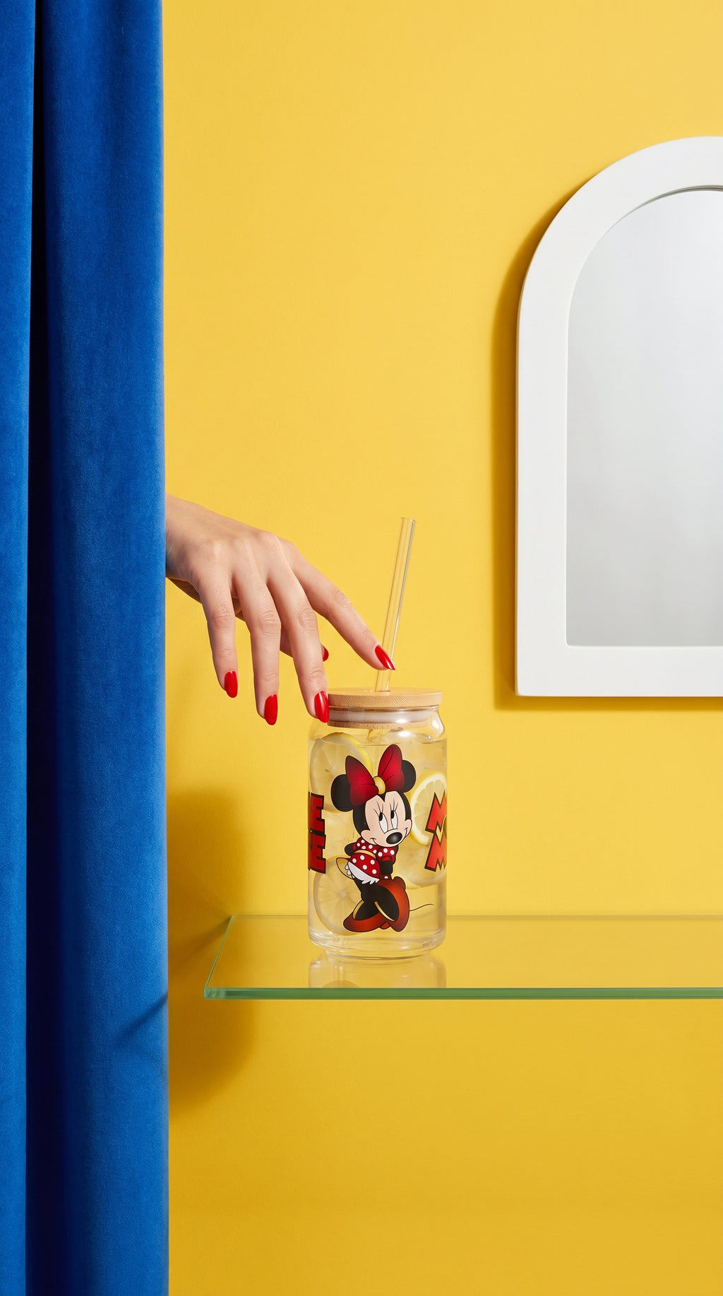 Minnie Mouse 16oz Sipper Glass with Bamboo Lid & Straw
