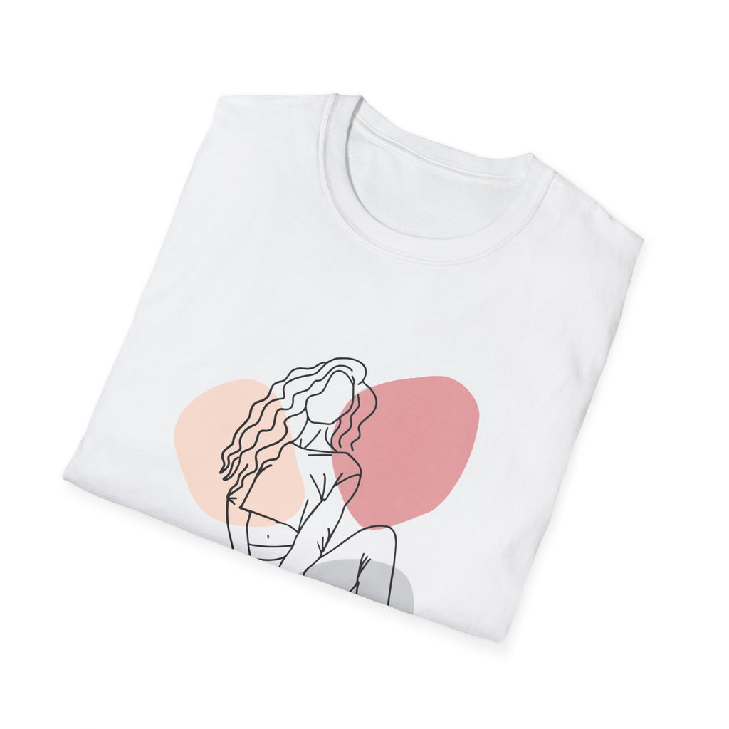 Abstract Line Art Woman T-Shirt — Minimalist Feminine Graphic Tee