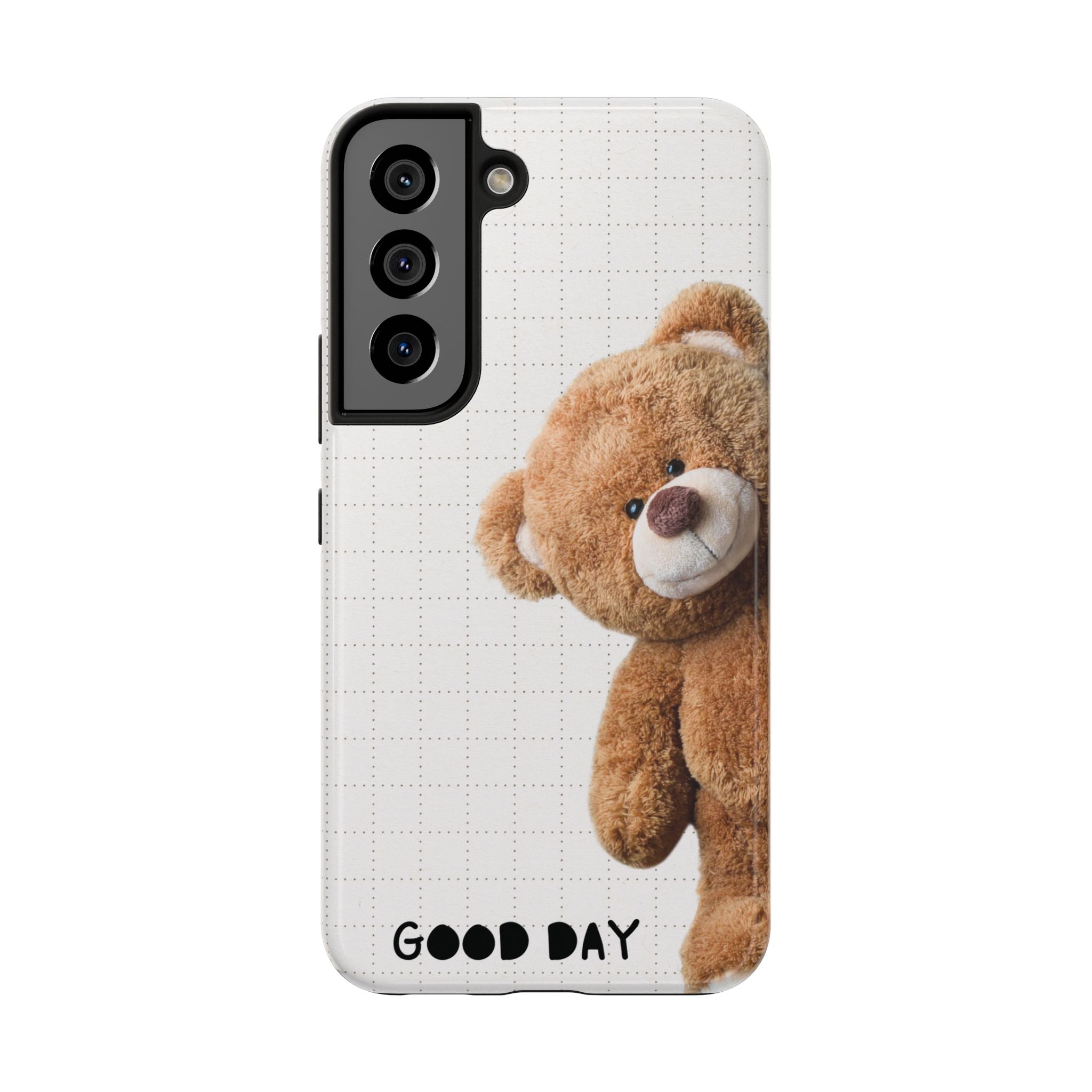 Teddy Bear Tough Phone Case — Cute Plush Peeking Design, Protective Shockproof Cover