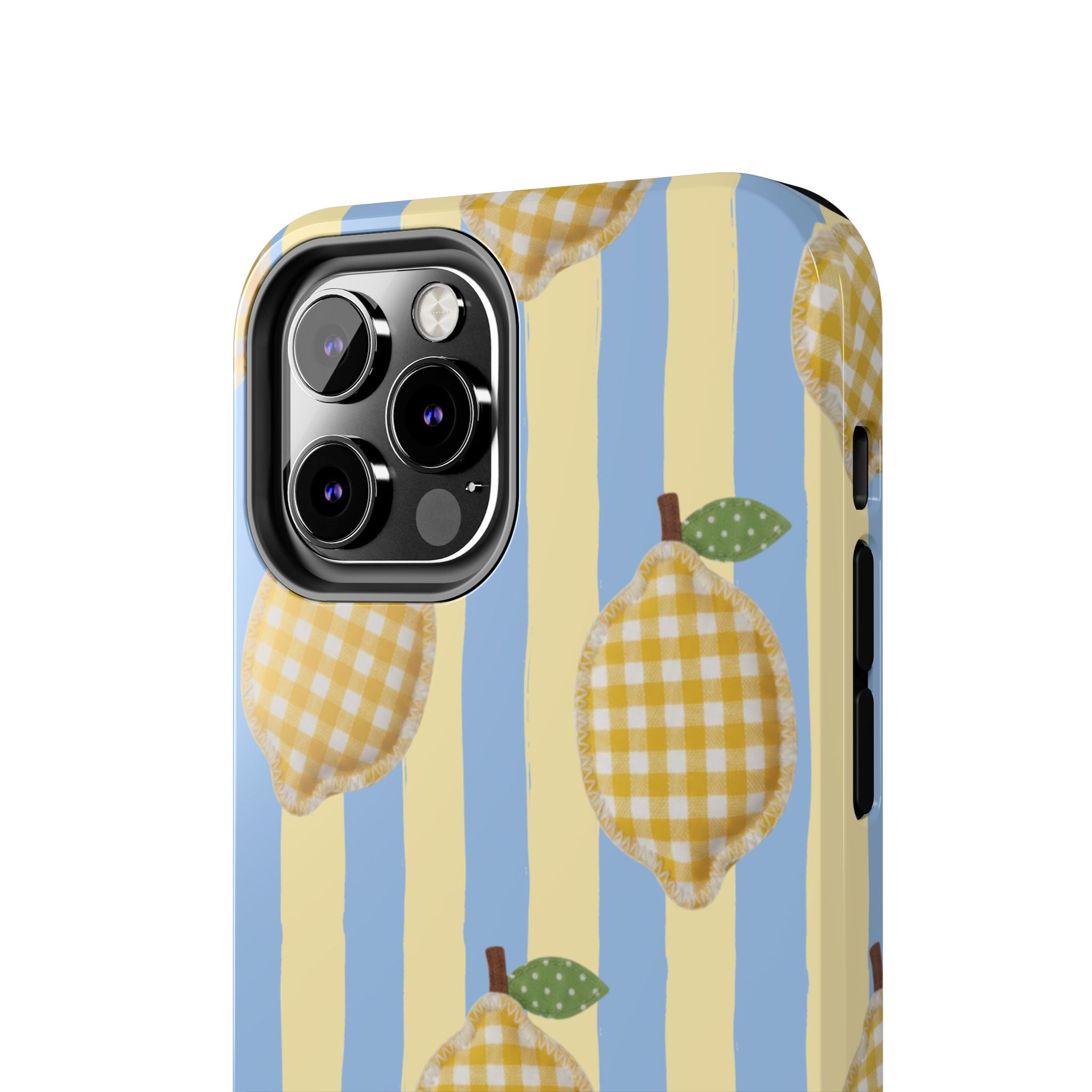 Tough Phone Case — Blue & Yellow Gingham Lemon Design