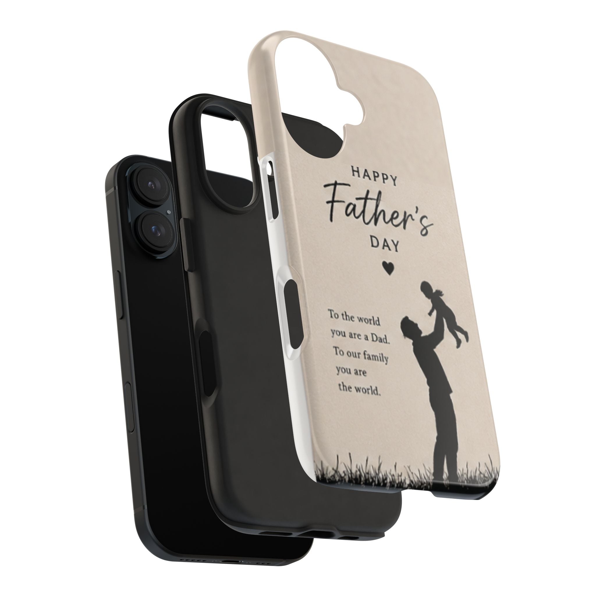Father's Day Tough Phone Case — "Happy Father's Day" Silhouette Dad & Child Protective Cover