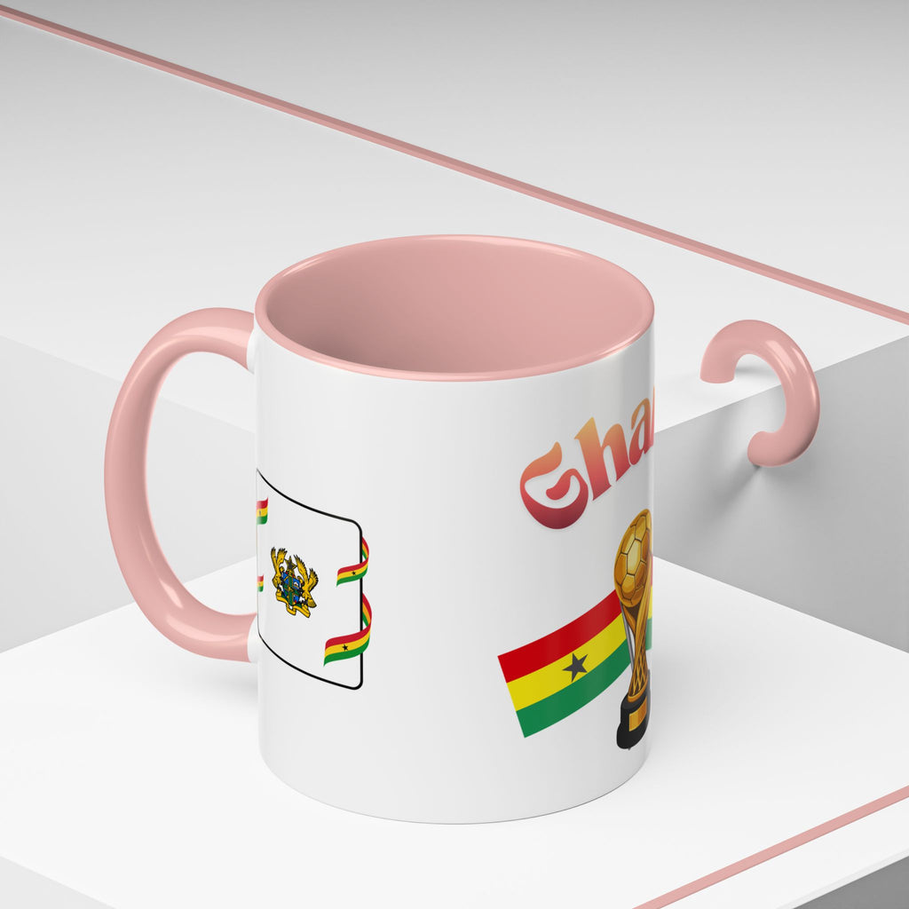 Ghana Soccer Trophy Accent Coffee Mug — Ghana Flag Football Cup Design (11/15oz)