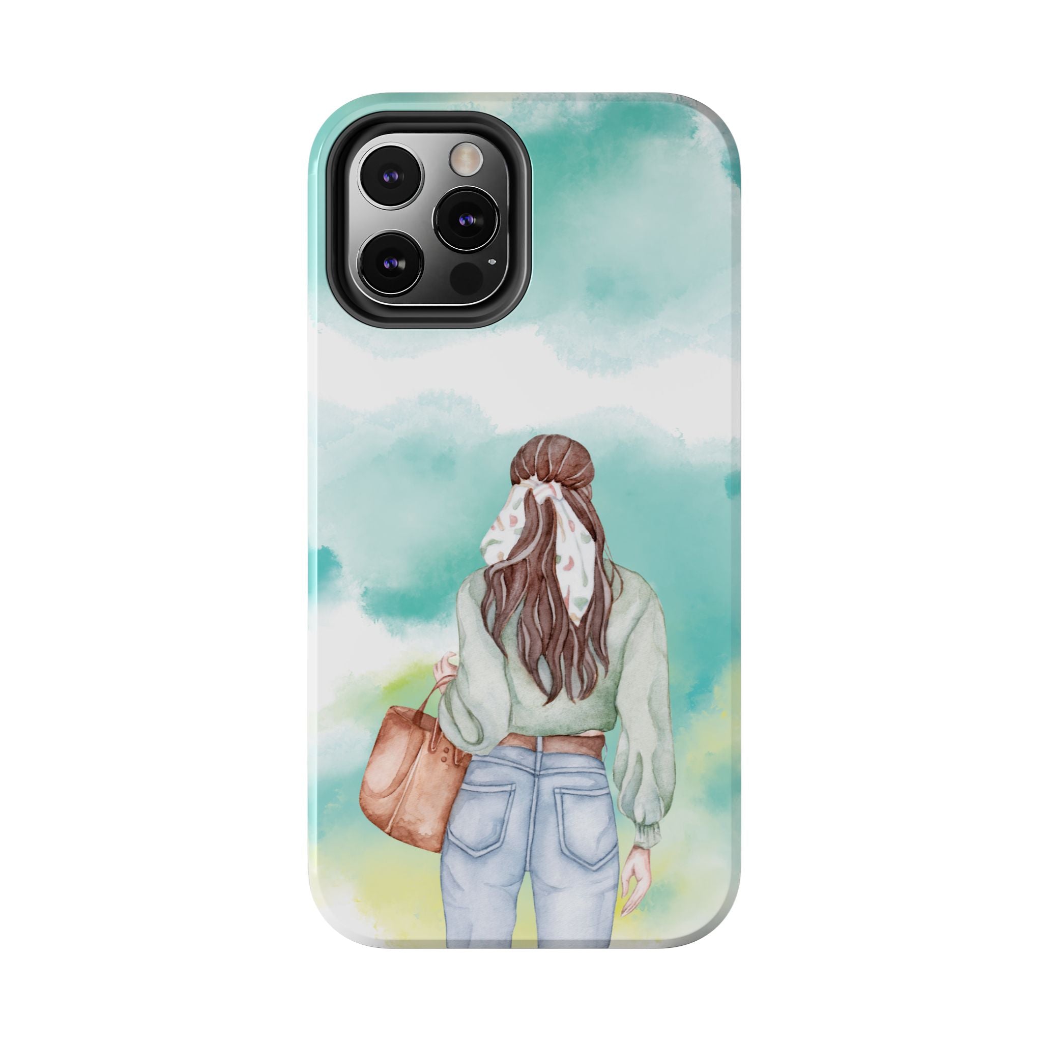 Watercolor Girl Tough Phone Case — Trendy Pastel Back-to-School Protective Cover