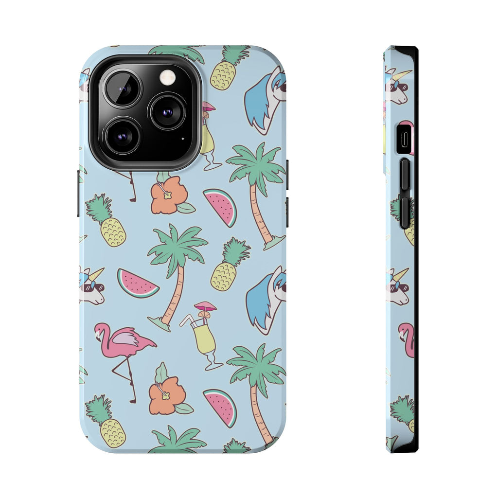 Tropical Summer Tough Phone Case — Pineapple, Flamingo & Palm Pattern