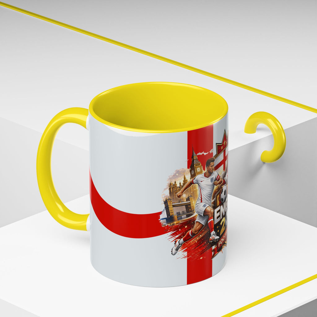 England 2026 Football Cup Accent Mug — Lion & St. George Soccer Coffee Cup (11/15oz)