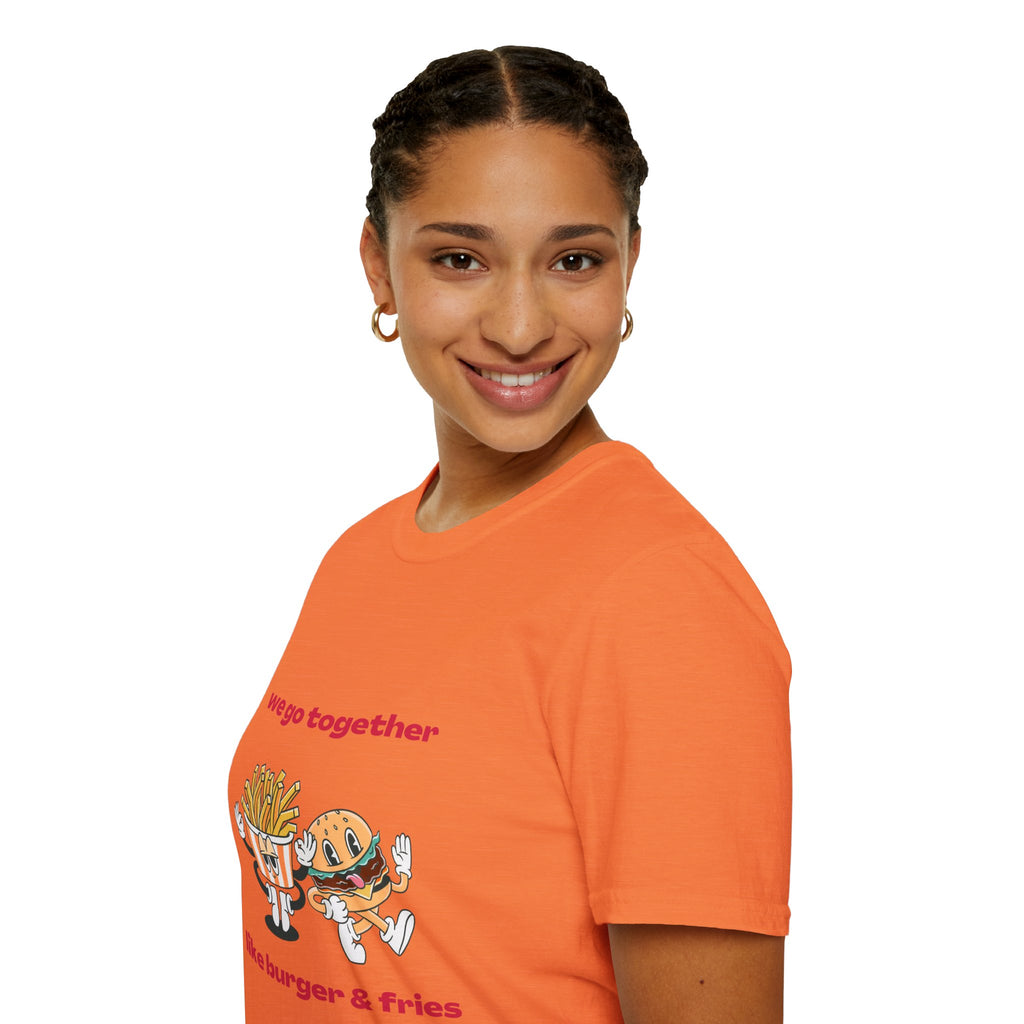 Burger & Fries Graphic T-Shirt — "We Go Together" Cute Matching Tee