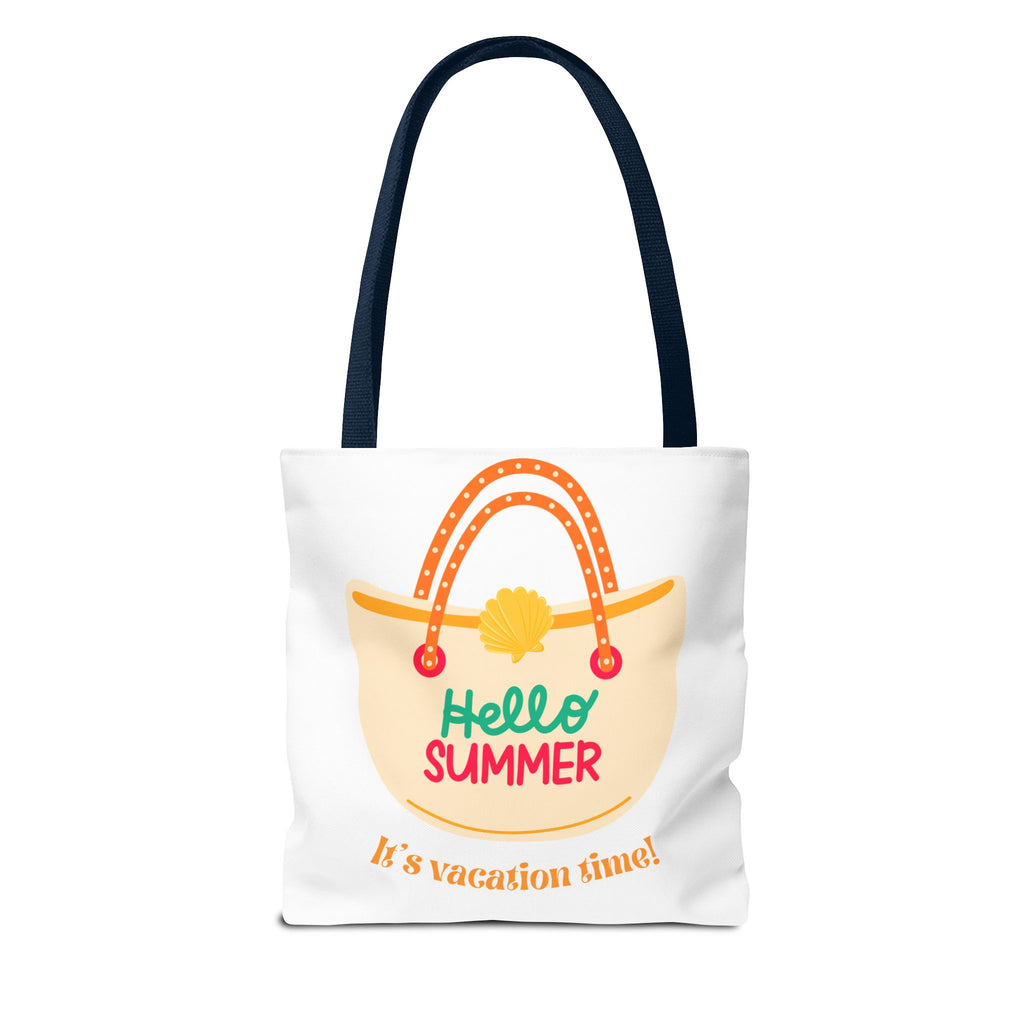 Hello Summer Tote Bag — "It's Vacation Time!" Beach Canvas Tote