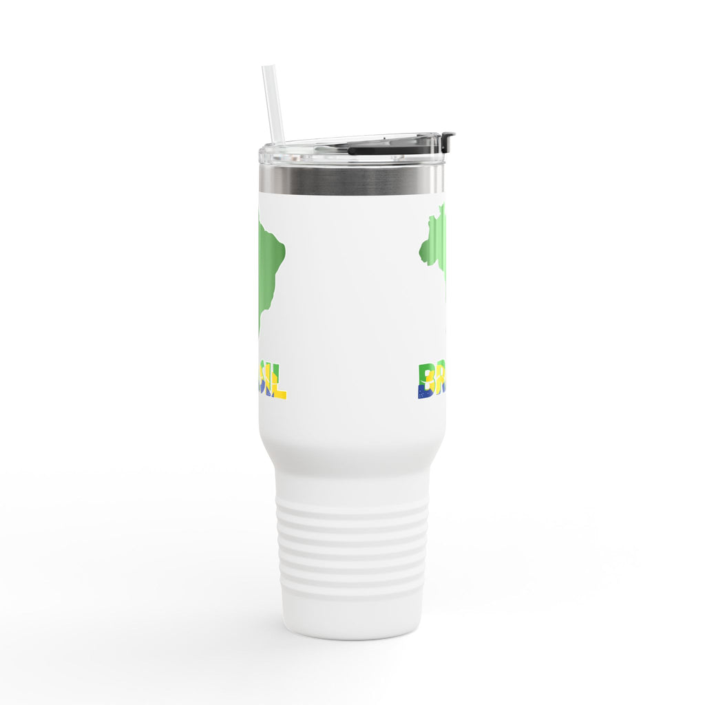 Brazil Map 40oz Insulated Travel Mug - Brazil Pride Stainless Tumbler