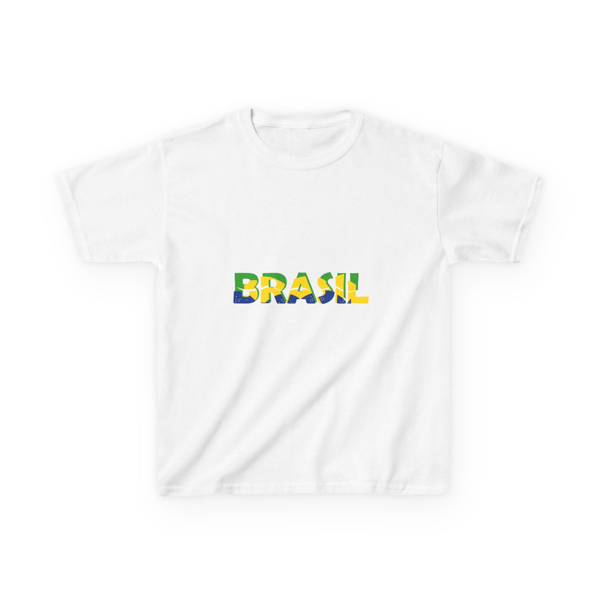 Brazil  Kids T-Shirt — Brasil Flag Map & 'BRASIL' Text | Brazilian Pride Tee for Kids