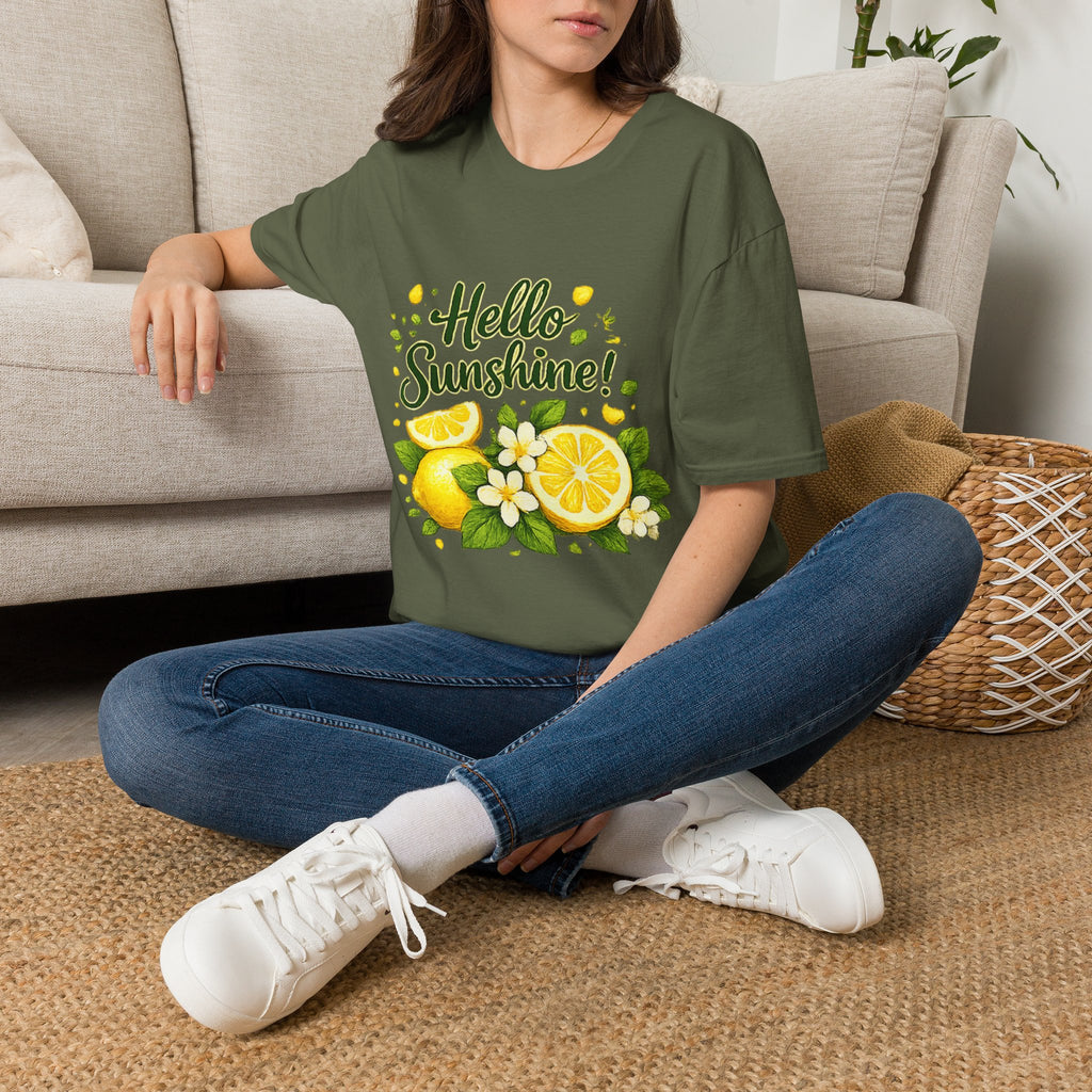 Hello Sunshine Uni Sex T-Shirt — Lemon Floral Summer Tee