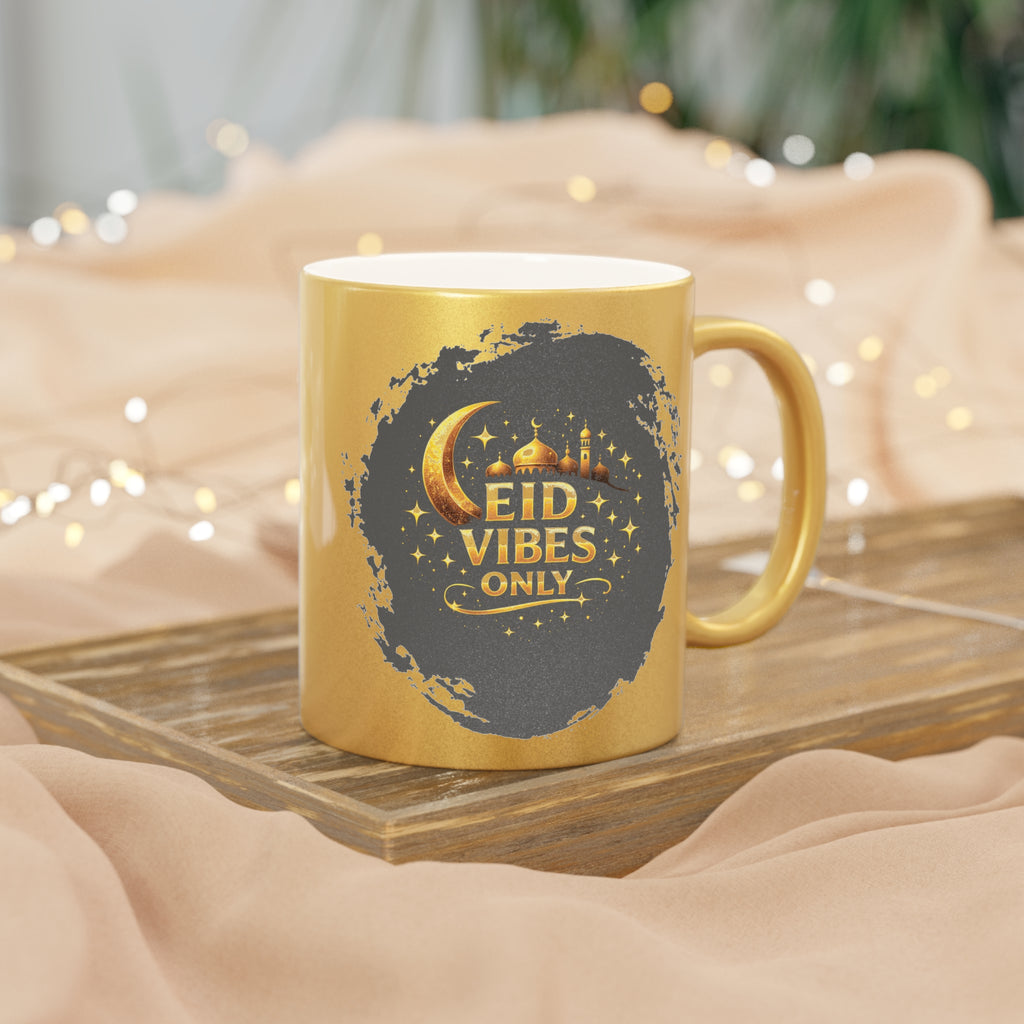 Eid Vibes Metallic Mug — Gold/Silver Ramadan Celebration Coffee Cup