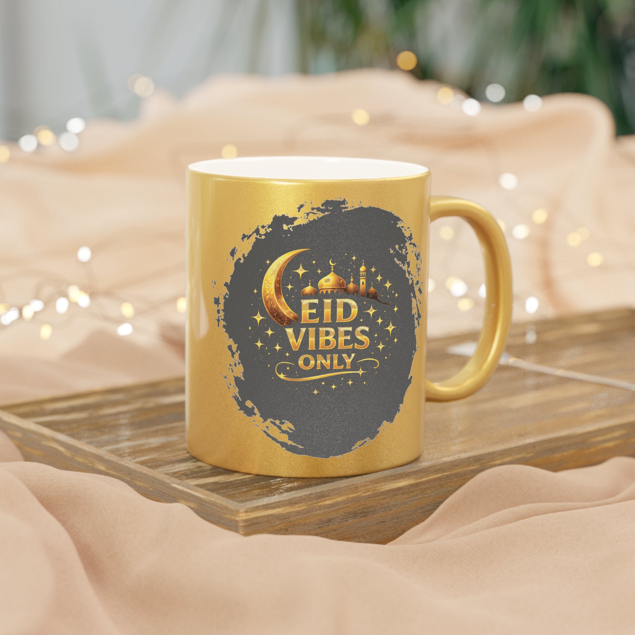 Eid Vibes Metallic Mug — Gold/Silver Ramadan Celebration Coffee Cup
