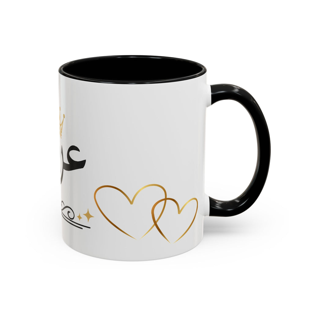 عريس Arabic Script Accent Coffee Mug — Gold Crown & Hearts 11oz