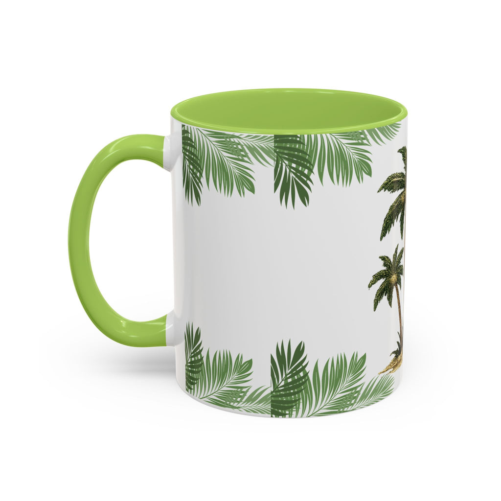 Tropical Palm Coffee Mug — Beachy Accent Mug with Palm Leaves (11oz)