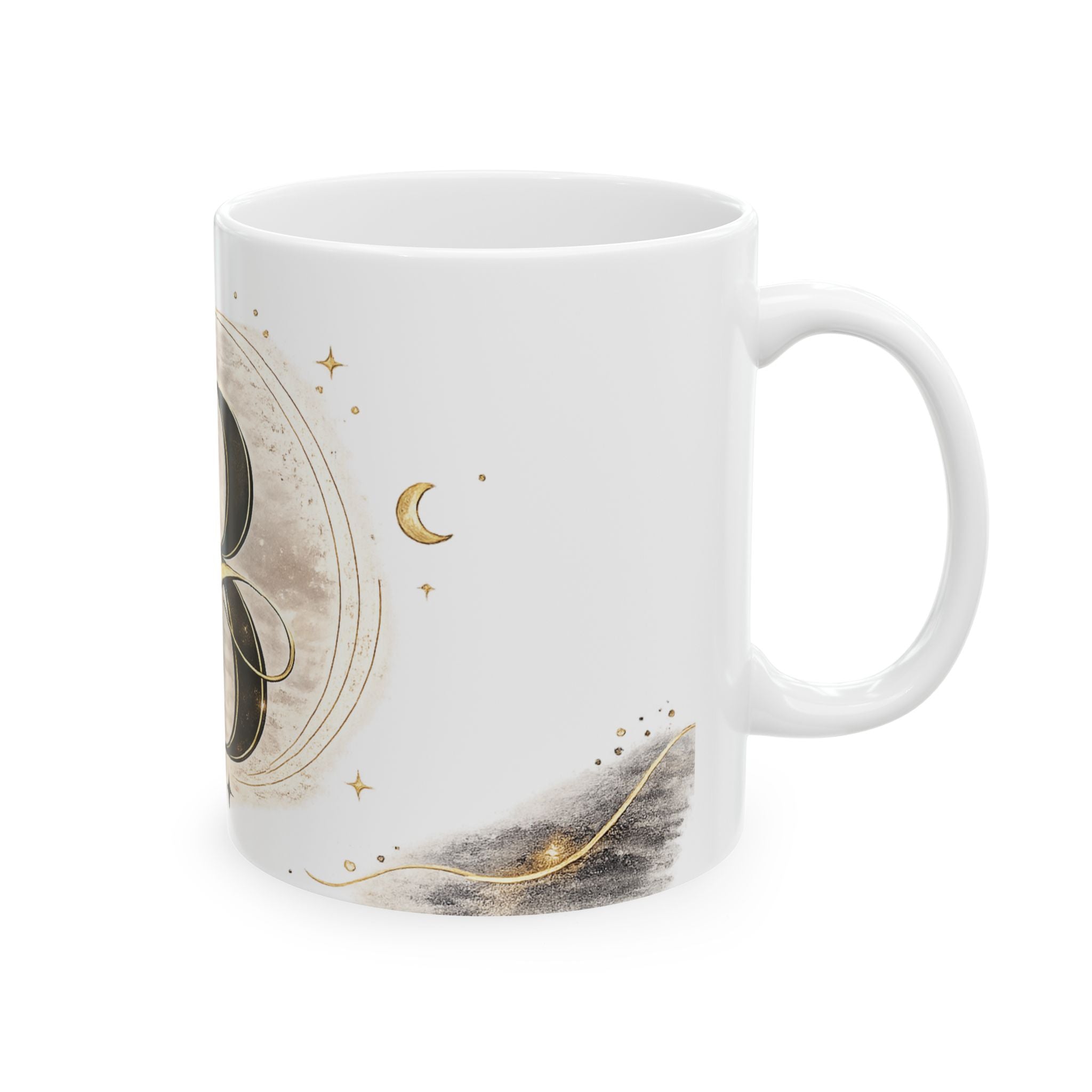 Monogram Letter B Ceramic Mug – Elegant Gold & Neutral Initial Coffee Cup