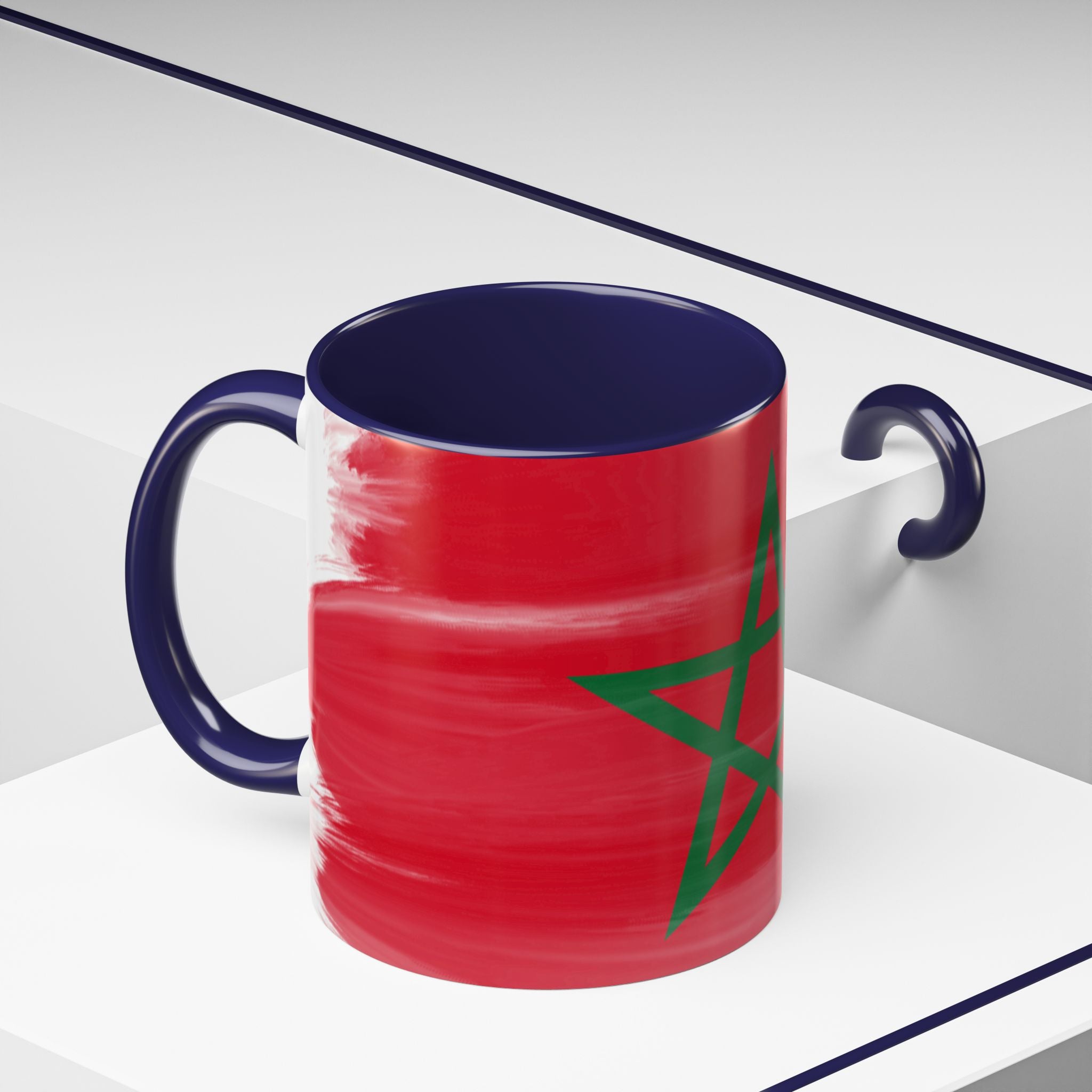 Morocco Flag Accent Coffee Mug — Red & Green Moroccan Star Design (11/15oz)