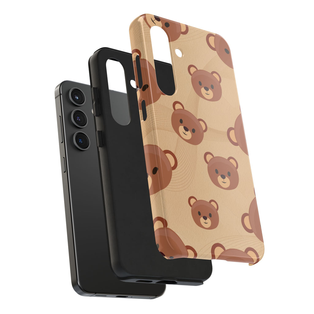 Bear Pattern Tough Phone Case — Cute Brown Bear Protective Phone Cover