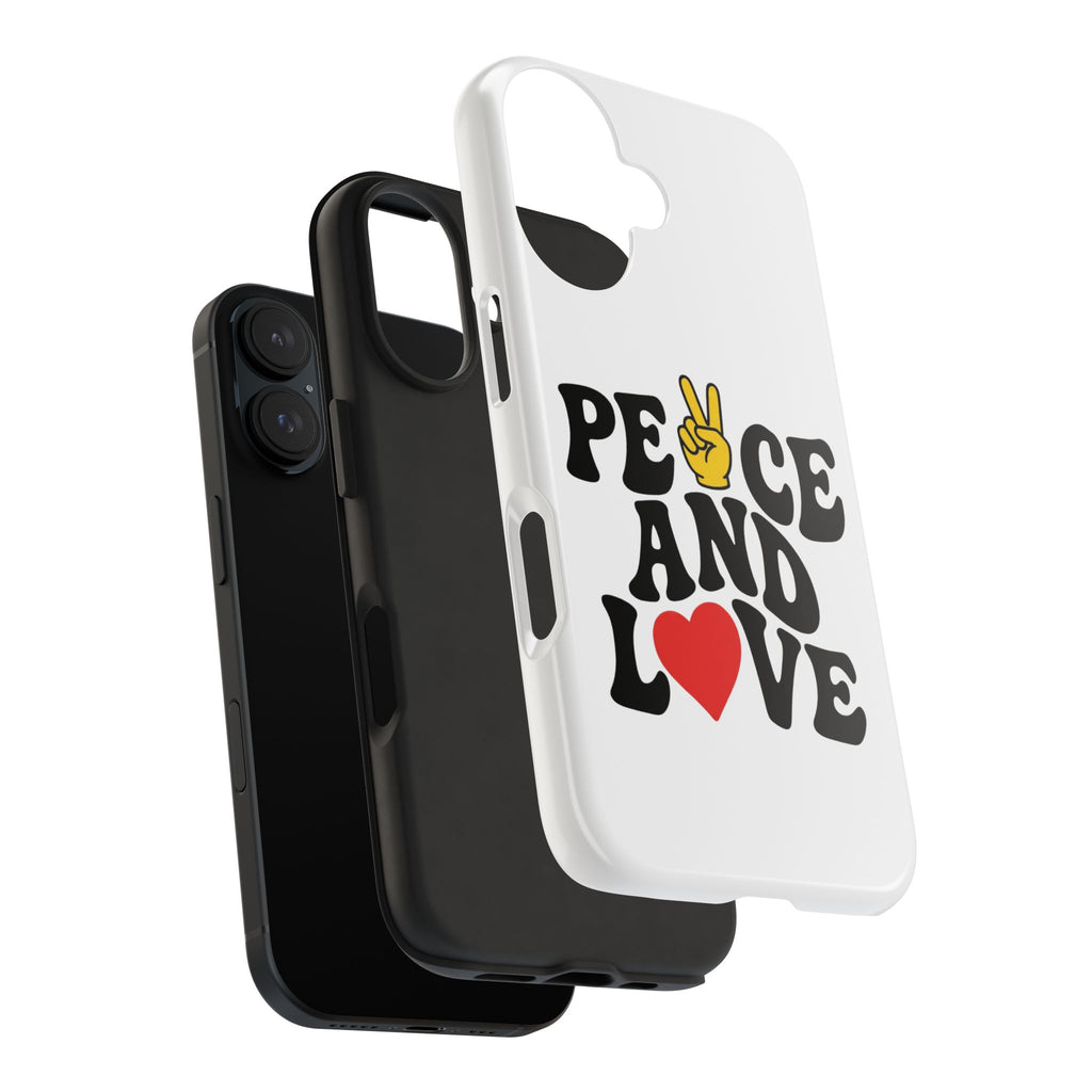 Peace and Love Tough Phone Case — Retro Peace Sign & Heart Protective Cover