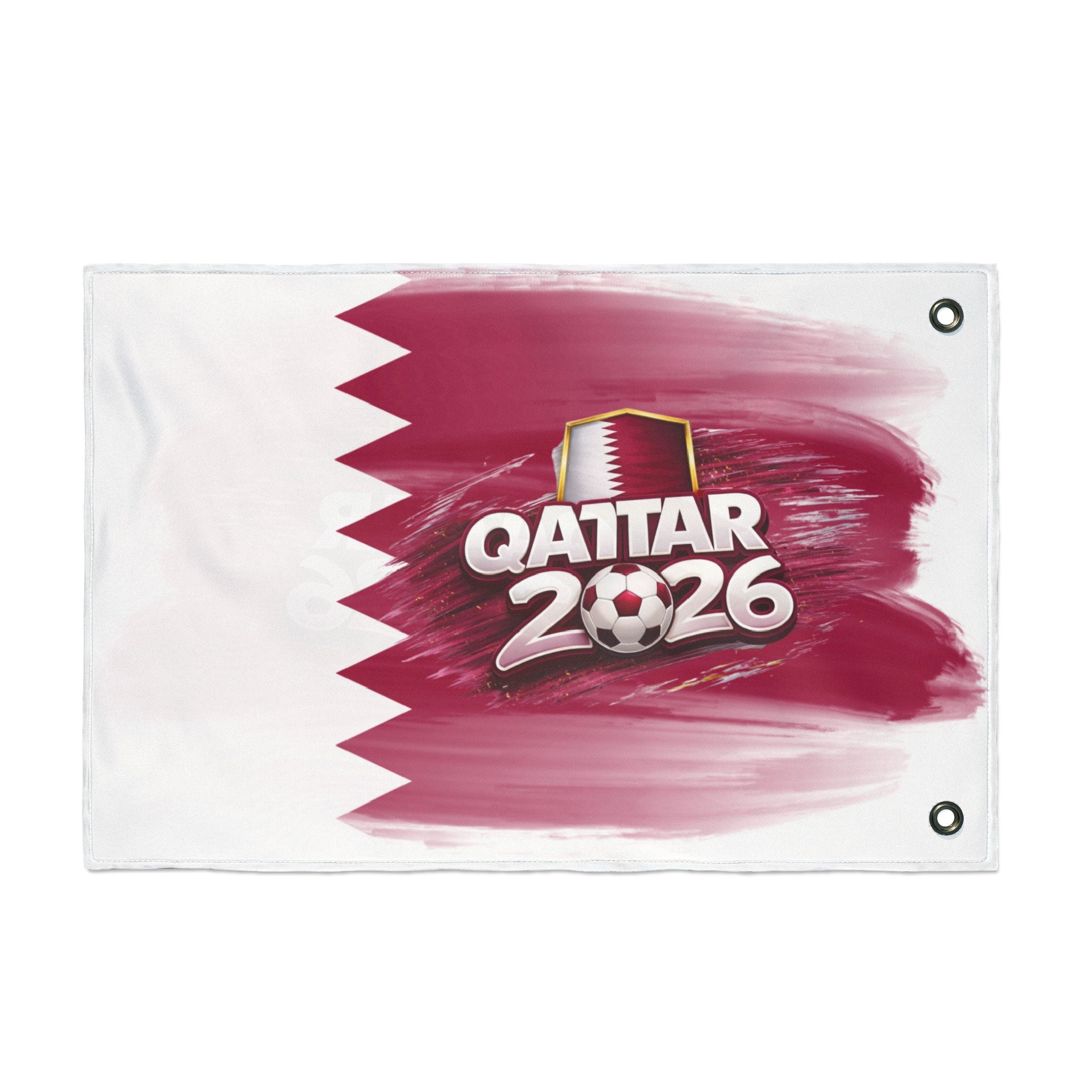 Qatar 2026 Soccer Flag — Double-Sided Football Fan Banner