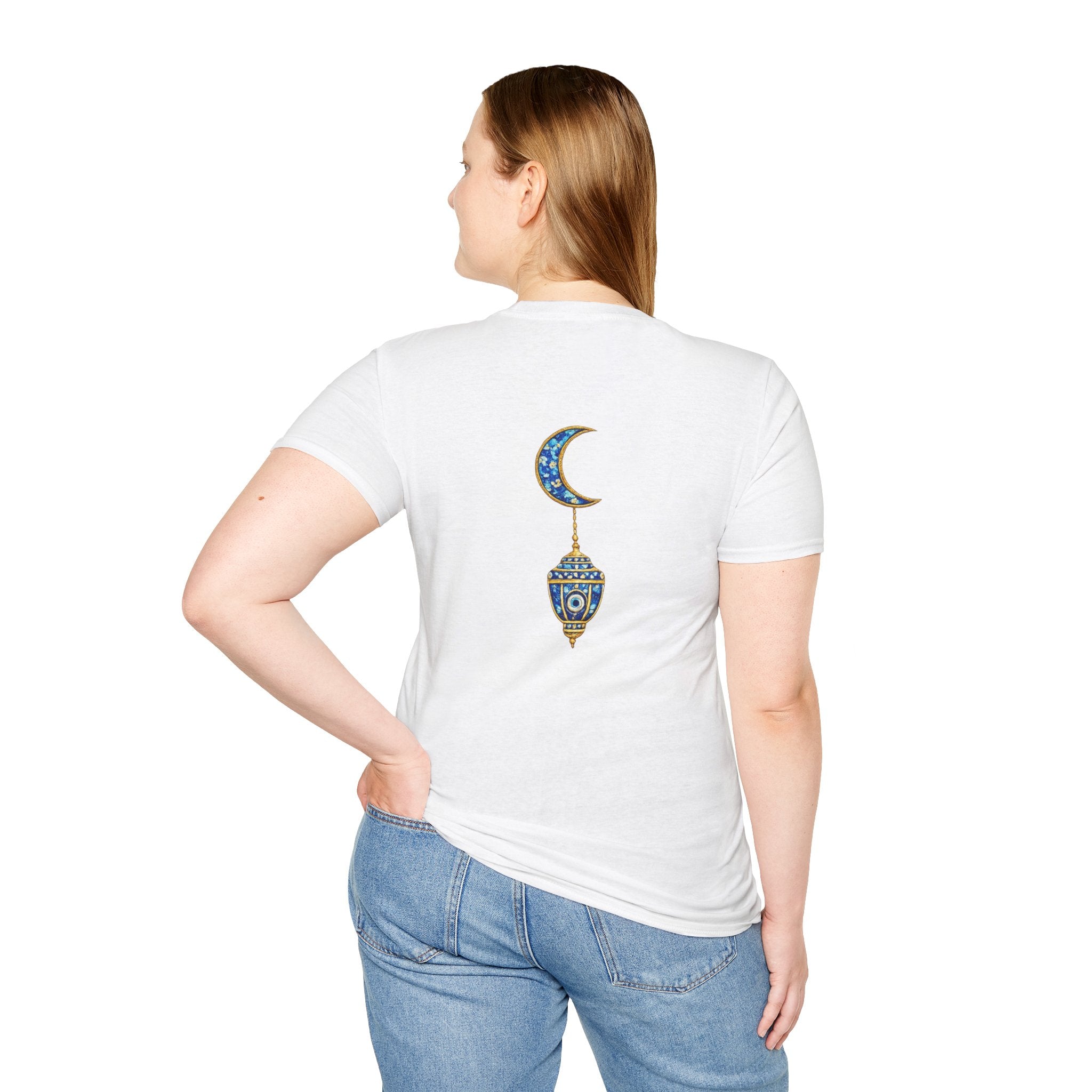 Evil Eye Crescent Lantern T‑Shirt — Protective Nazar Tee with Moon Lantern Design