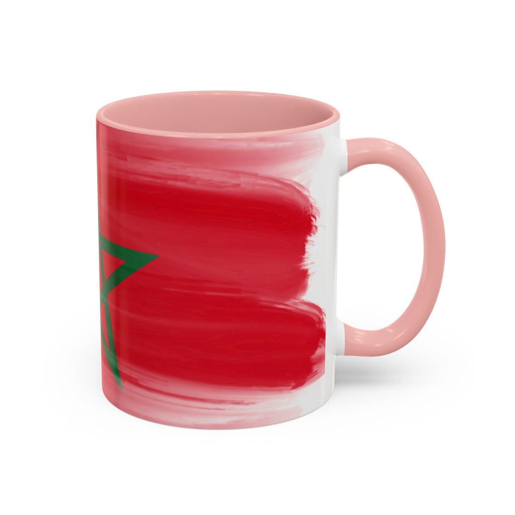 Morocco Flag Accent Coffee Mug — Red & Green Moroccan Star Design (11/15oz)