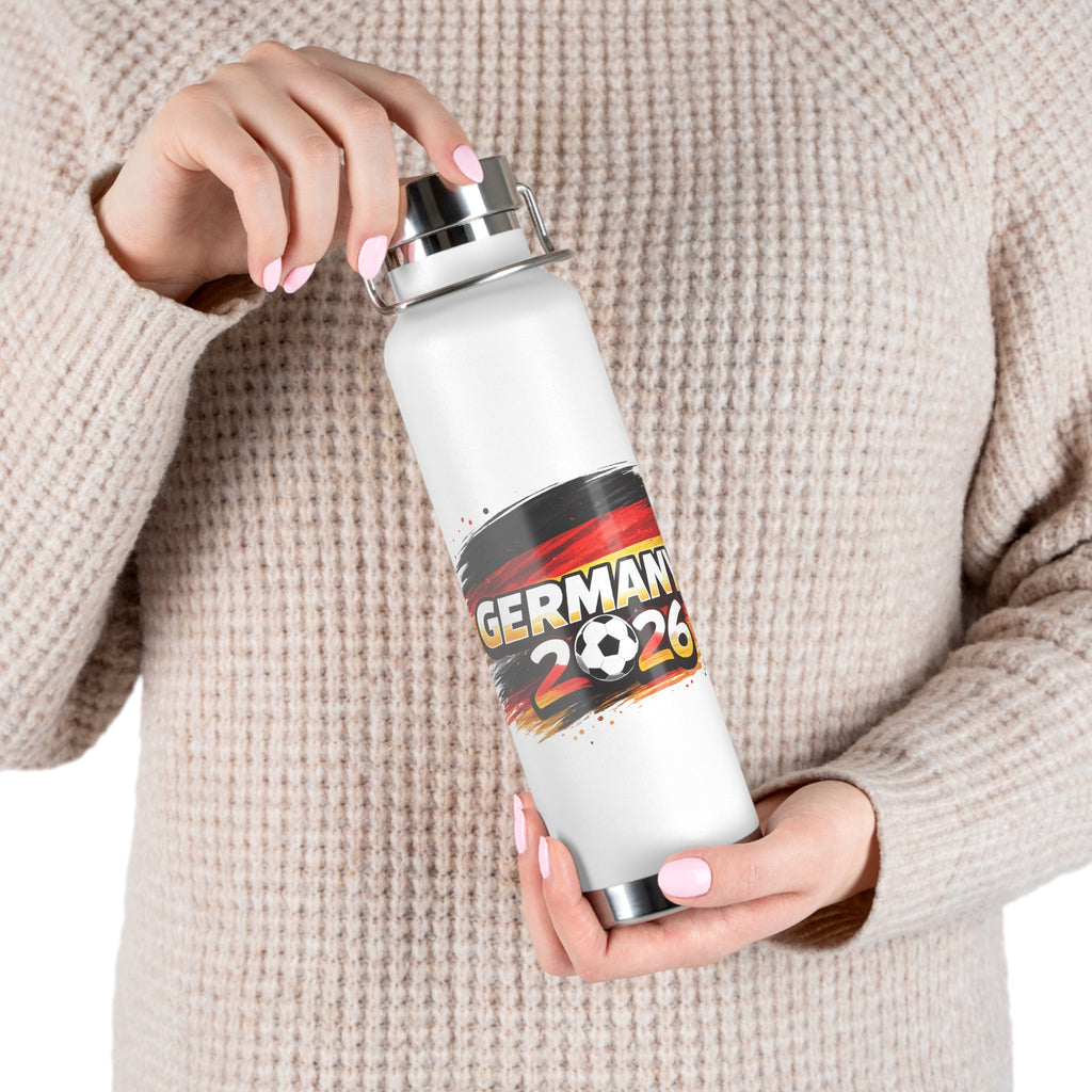 Germany 2026 Soccer Water Bottle — 22oz Insulated Travel Flask