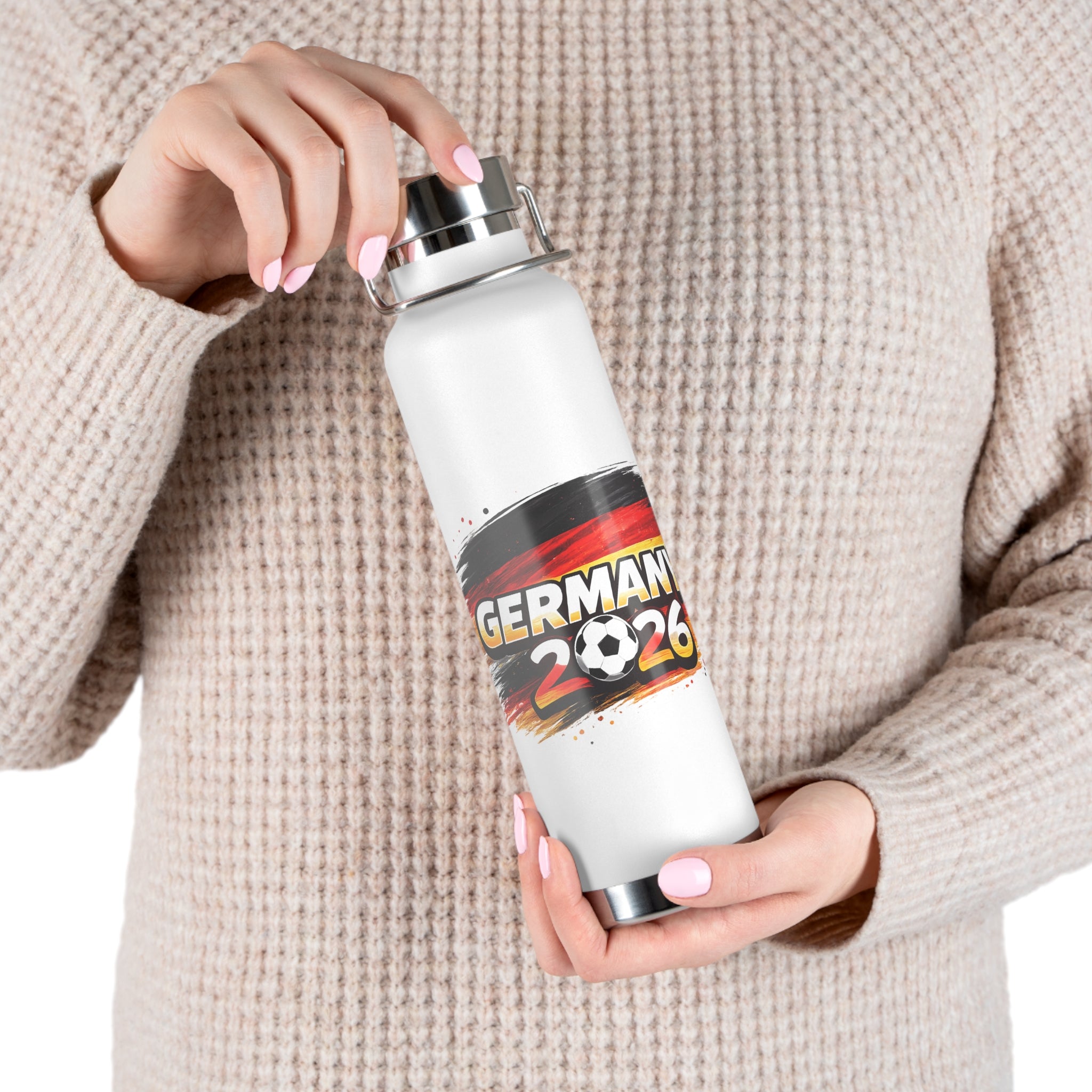 Germany 2026 Soccer Water Bottle — 22oz Insulated Travel Flask