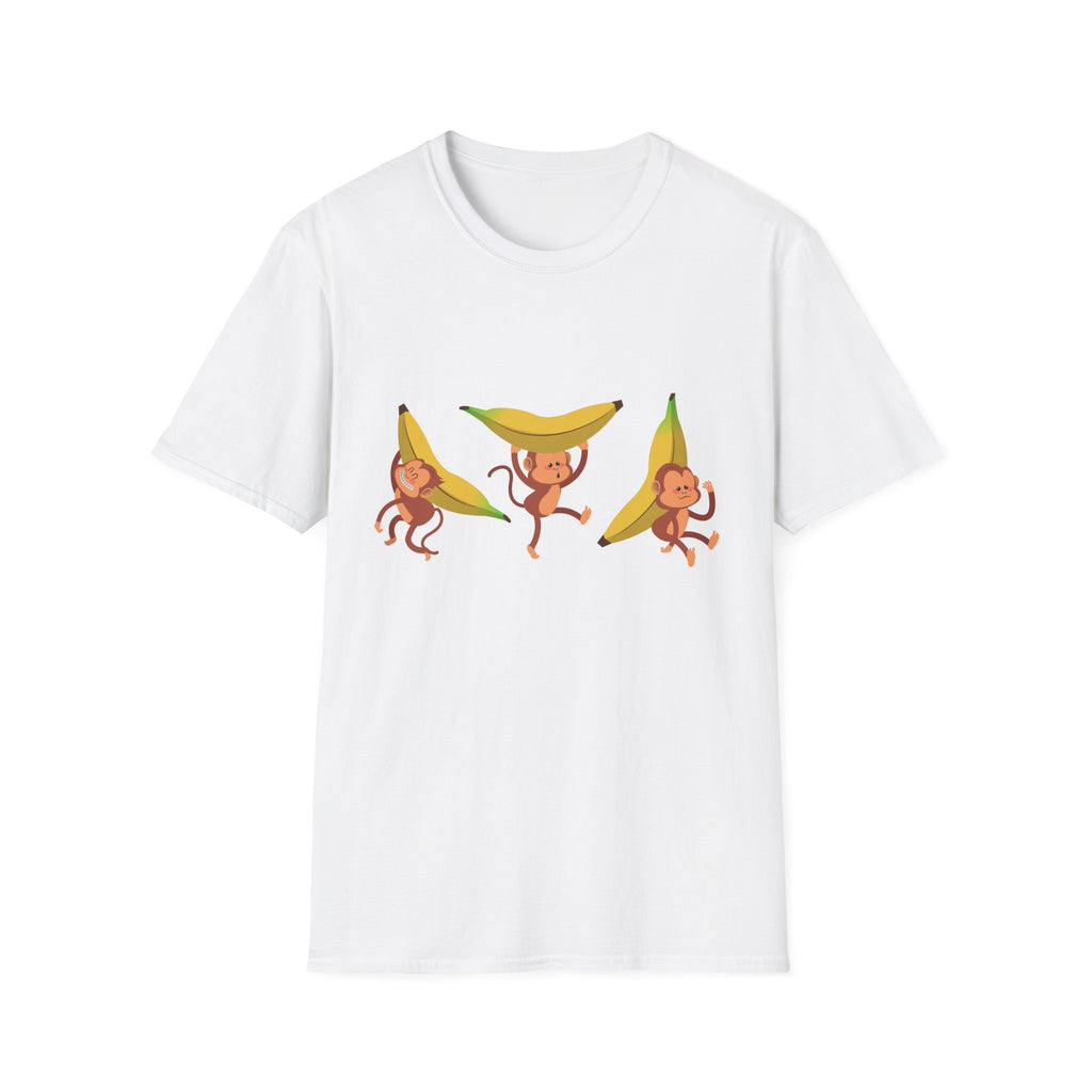 Monkey Banana Dance T-Shirt — Cute Tropical Cartoon Trio Tee