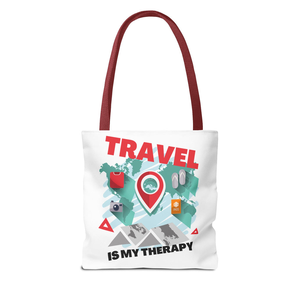 Travel Tote Bag - "Travel Is My Therapy" Canvas Shopper