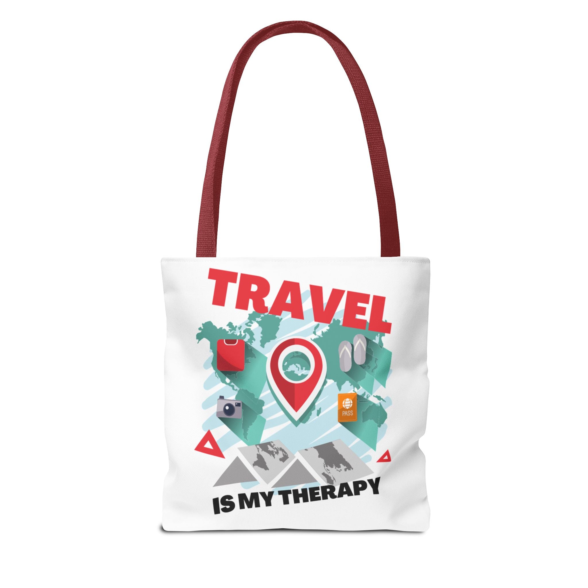 Travel Tote Bag - "Travel Is My Therapy" Canvas Shopper