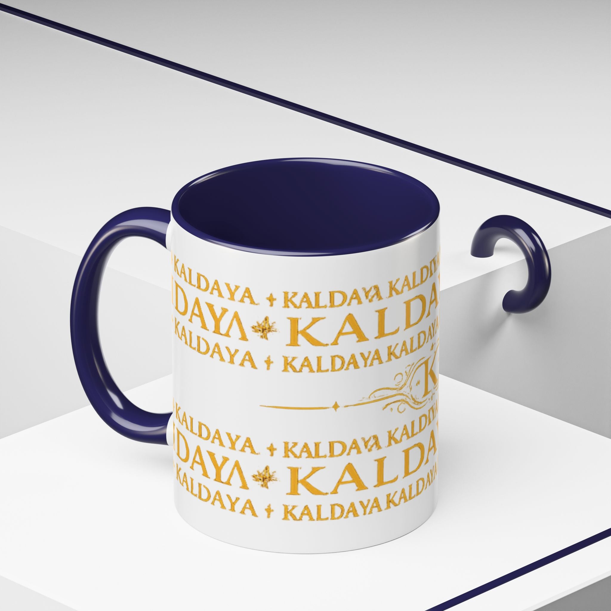 KALDAYA Monogram Accent Coffee Mug – Gold Script 11/15oz