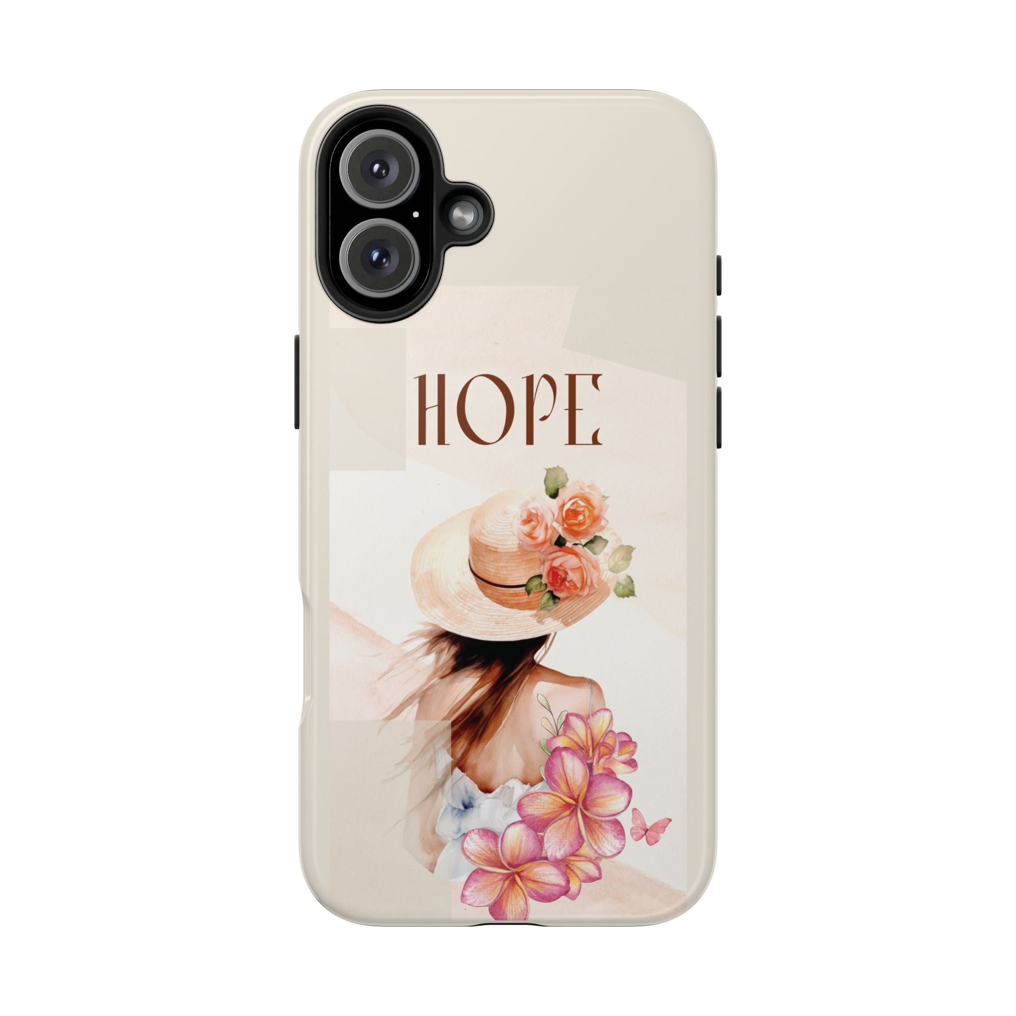 Hope Floral Tough Phone Case — Protective iPhone Case with Watercolor Girl & Flowers