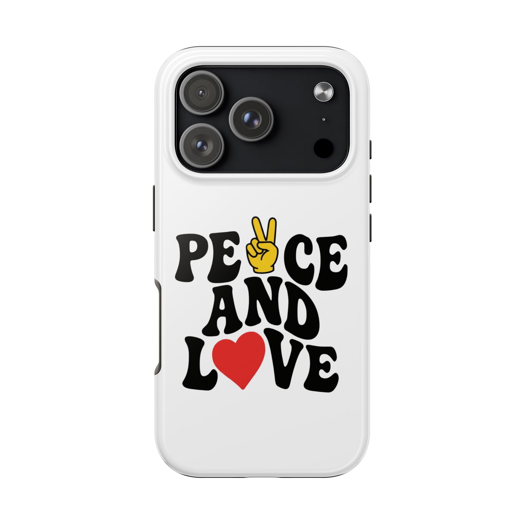 Peace and Love Tough Phone Case — Retro Peace Sign & Heart Protective Cover