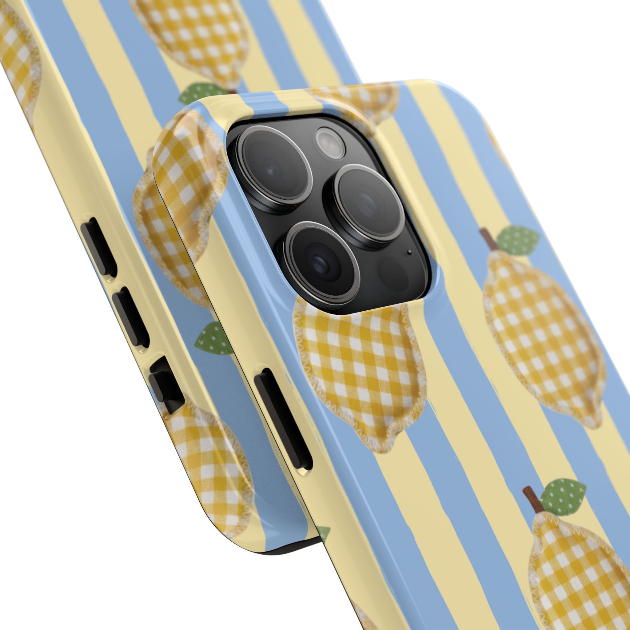 Tough Phone Case — Blue & Yellow Gingham Lemon Design