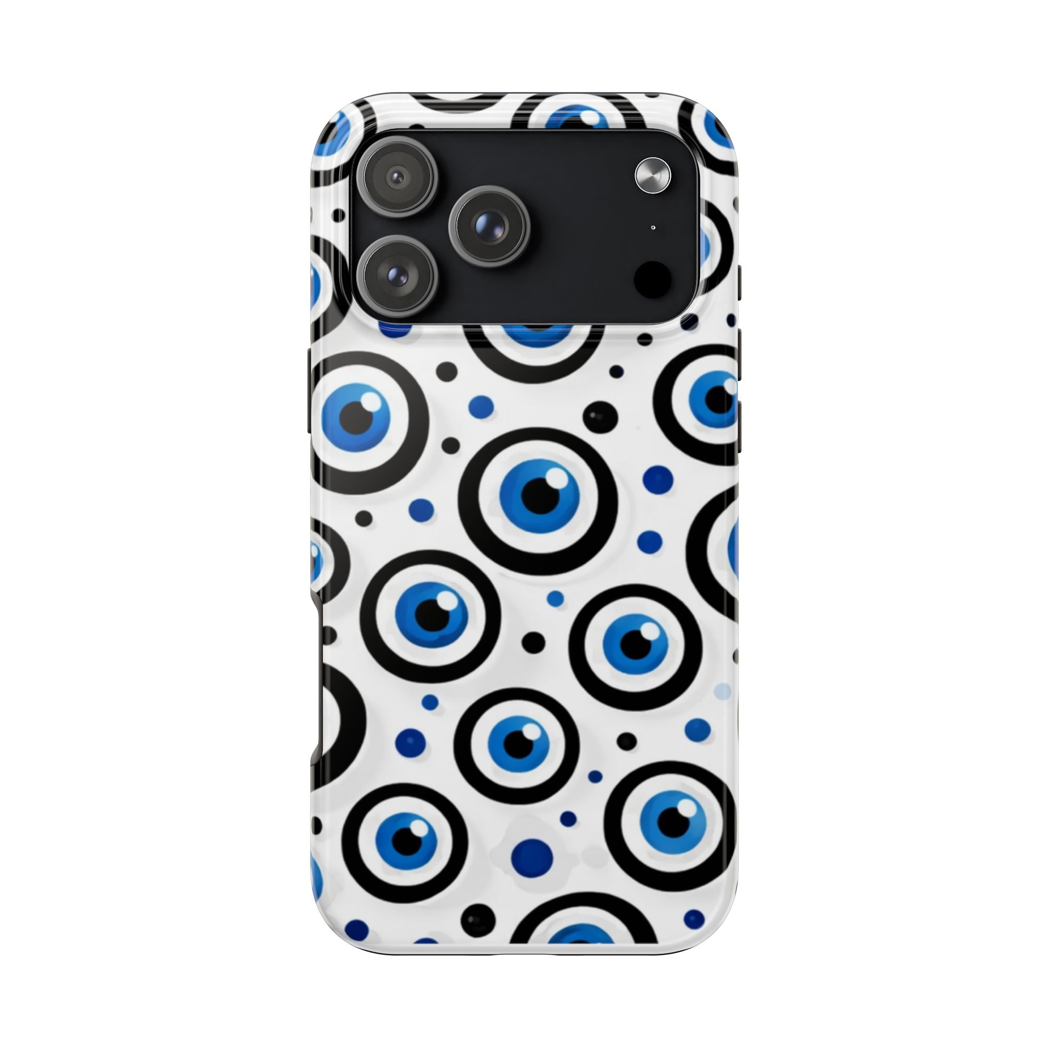 Blue Evil Eye Pattern Tough Phone Case — Protective Ceramic Nazar Design