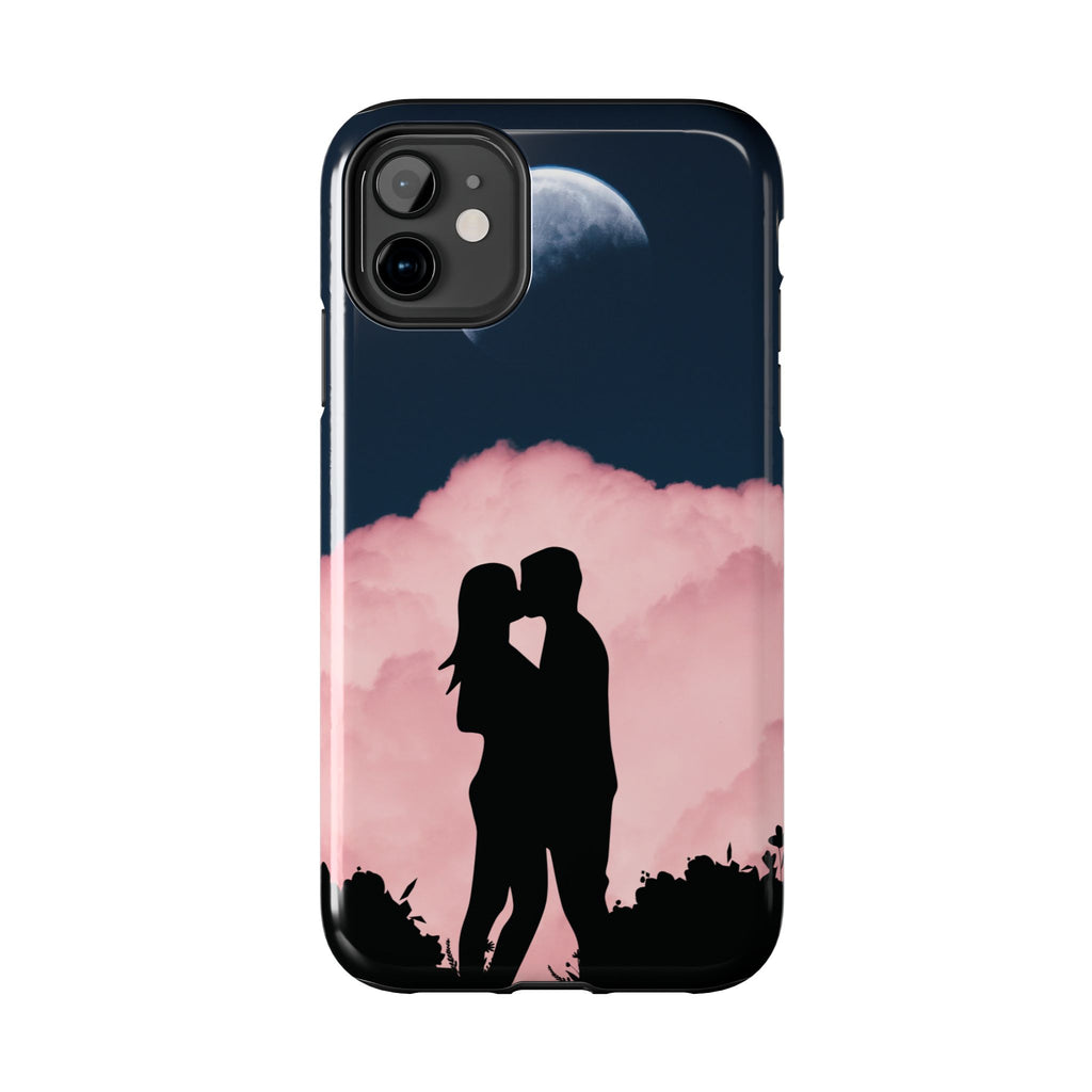 Tough Phone Case — Romantic Couple Silhouette with Moon & Pink Cloud