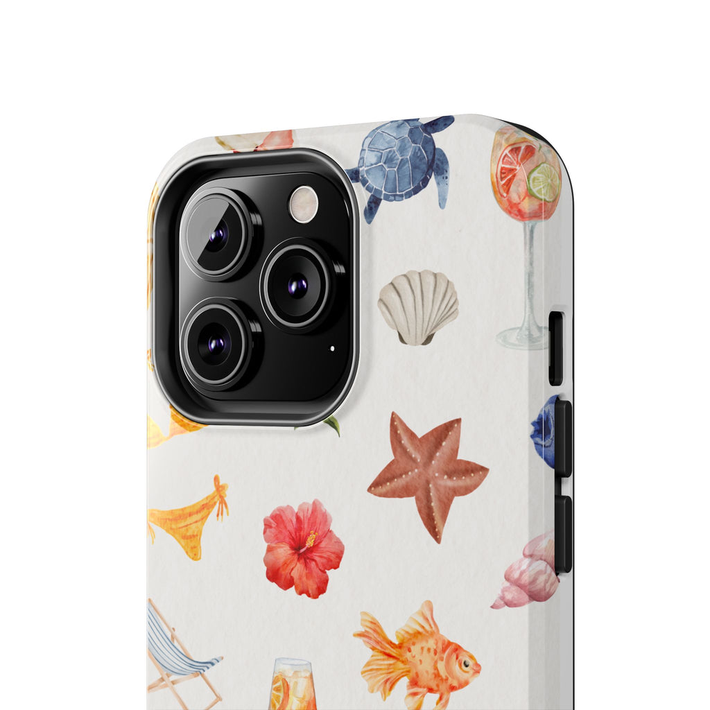 Summer Seashells Pattern Tough Phone Case — Beach Vacation Phone Cover