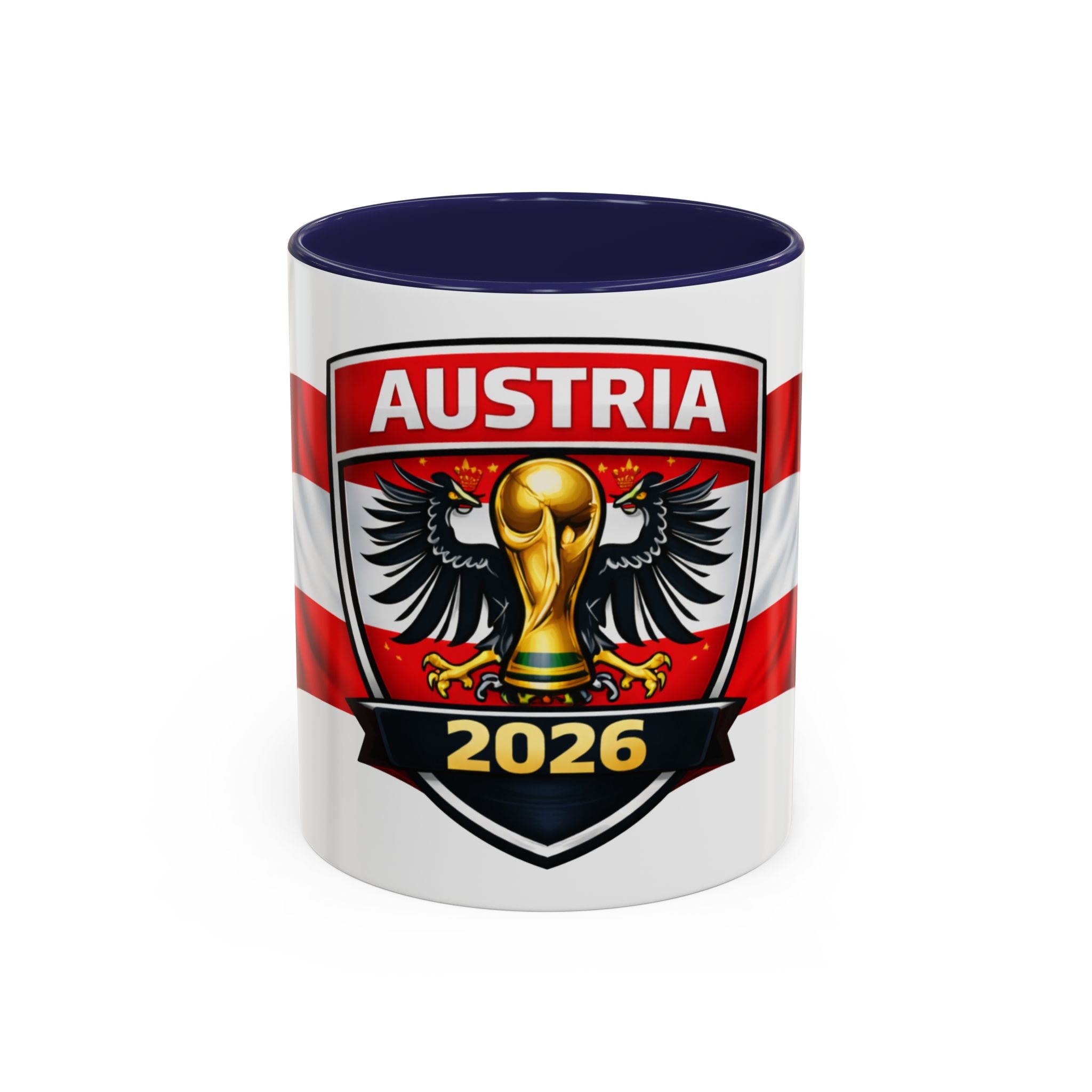 Austria 2026 Cup Coffee Mug – Austrian Flag & Trophy Accent Mug