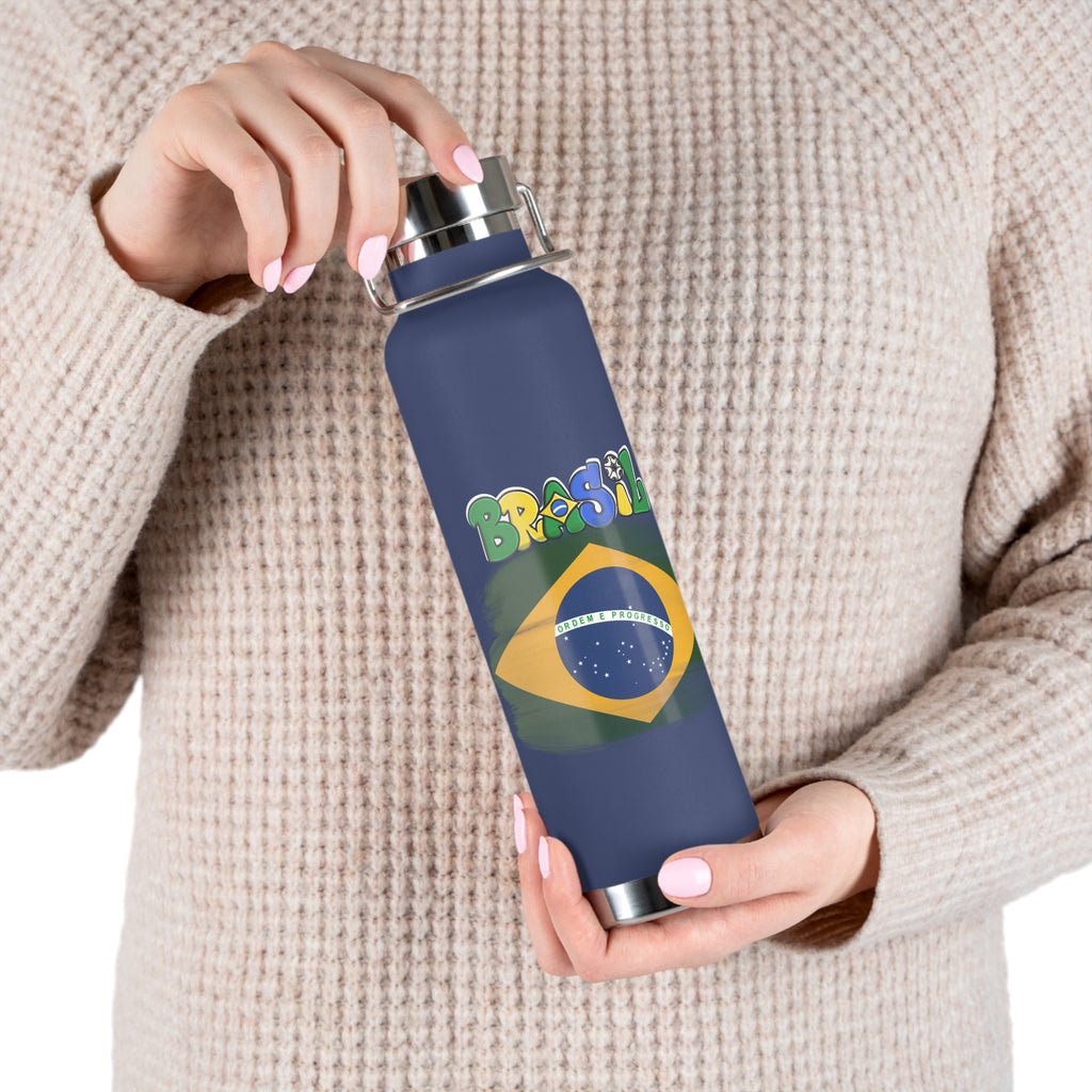 Brazil Flag 22oz Vacuum Bottle — Insulated Copper Water Bottle with Brasil Graphic