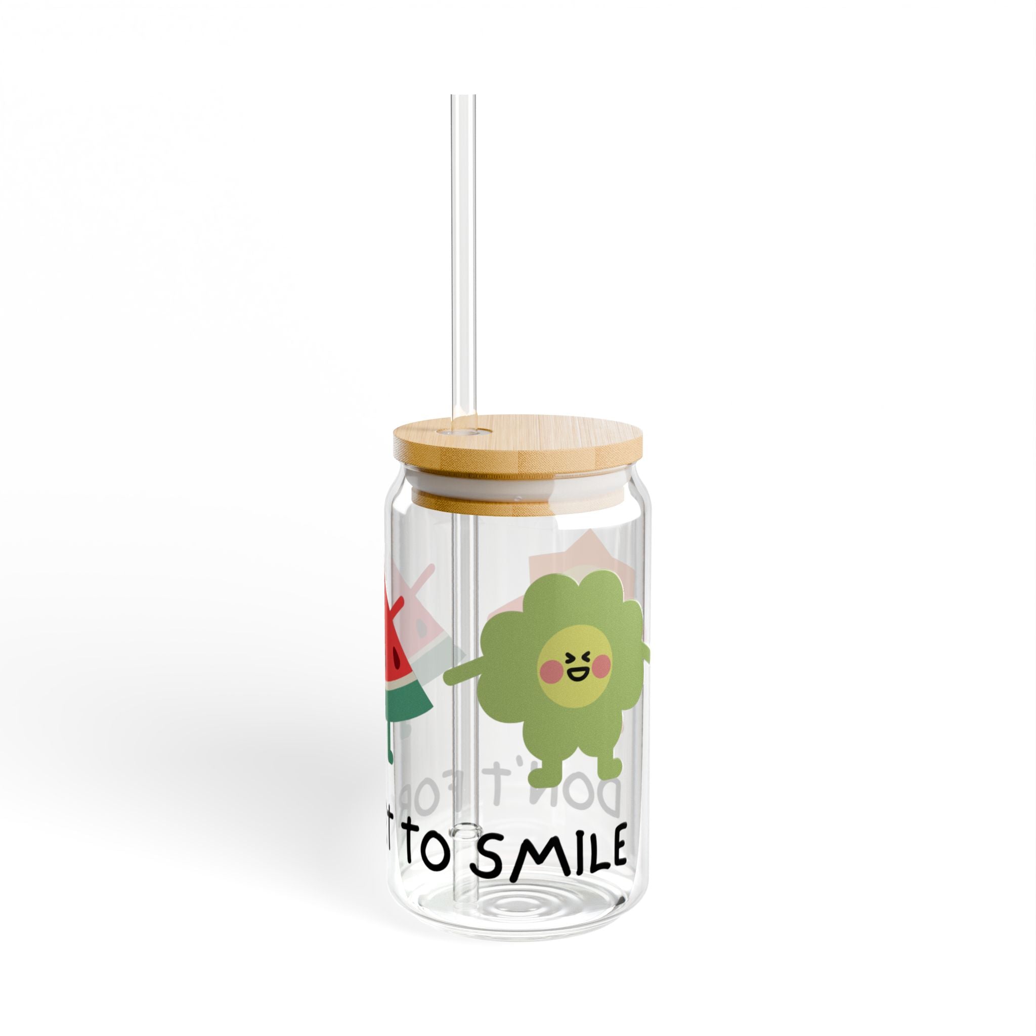 16oz Sipper Glass – Cute Water Tracker with 'Don't Forget to Sip' Design