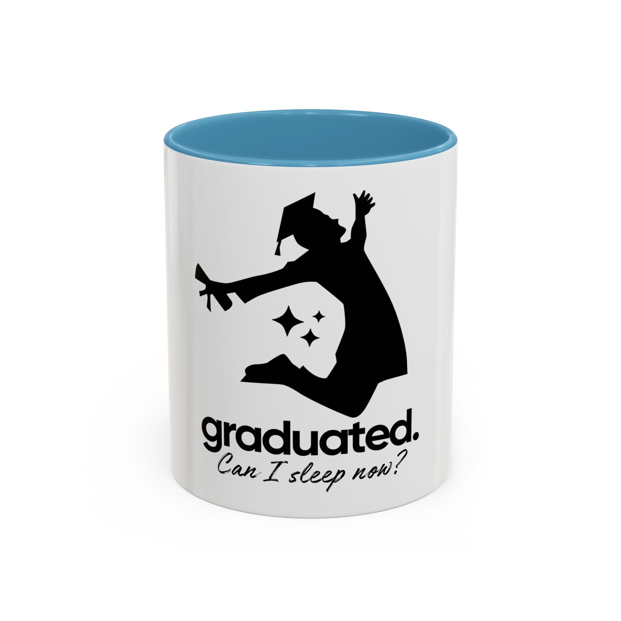 Graduation Coffee Mug — "graduated. Can I sleep now?" Accent Mug