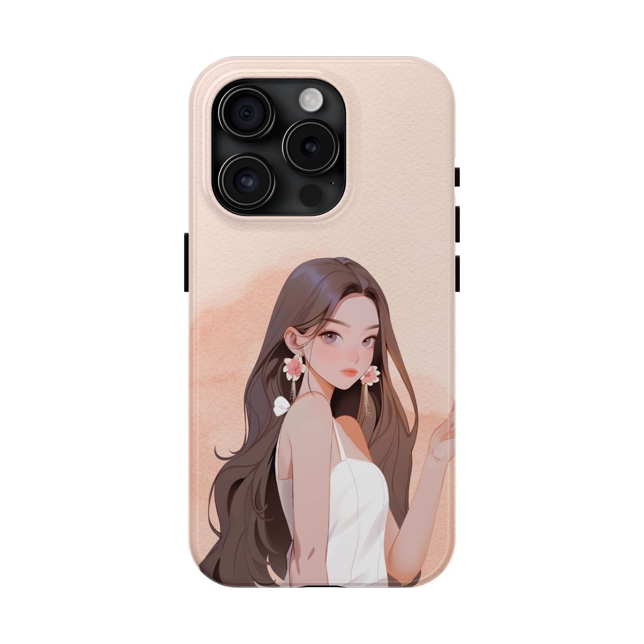 Tough Phone Case — Elegant Anime Girl Illustration, Protective Slim Phone Cover