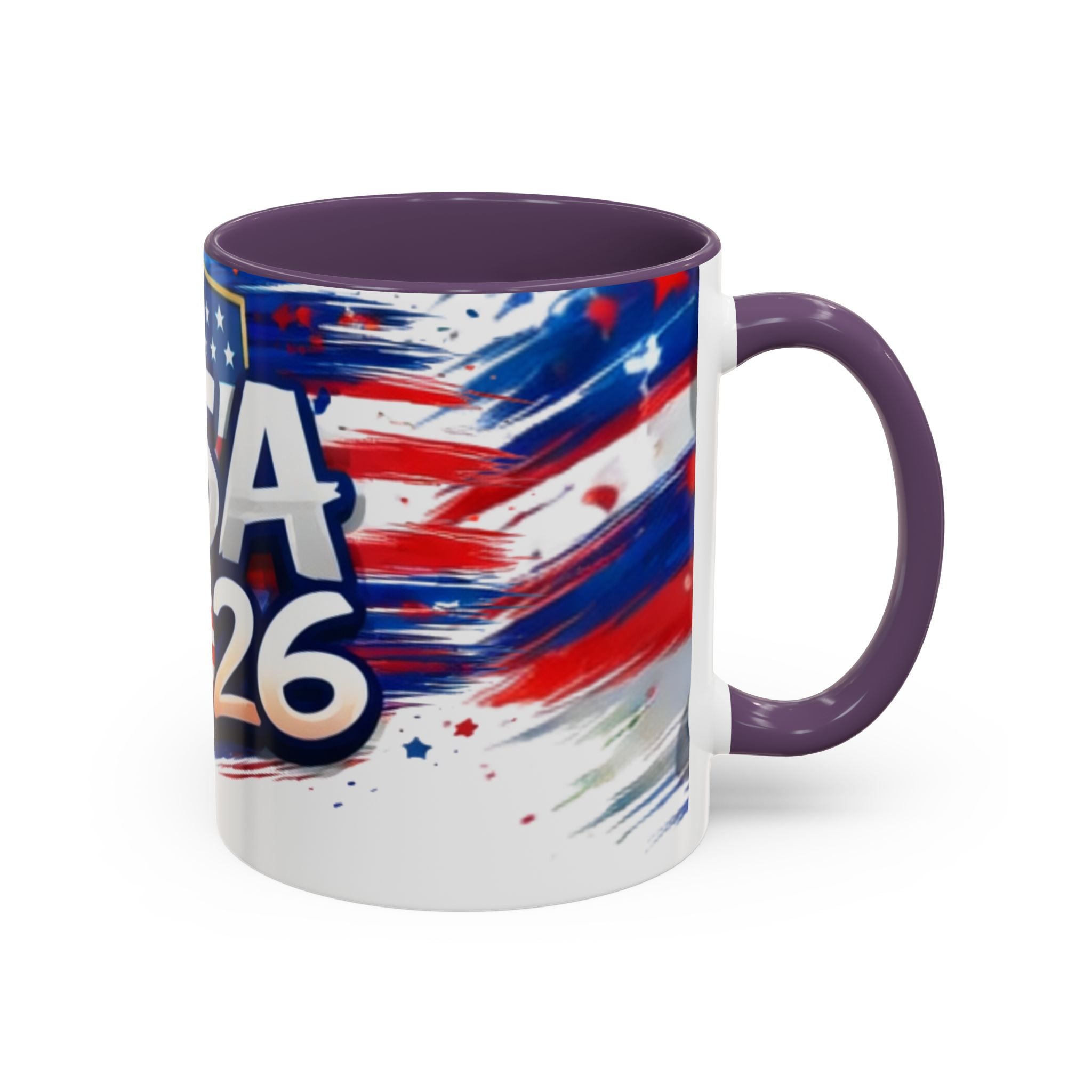 USA 2026 Flag Accent Coffee Mug — Patriotic Fourth of July Drinkware