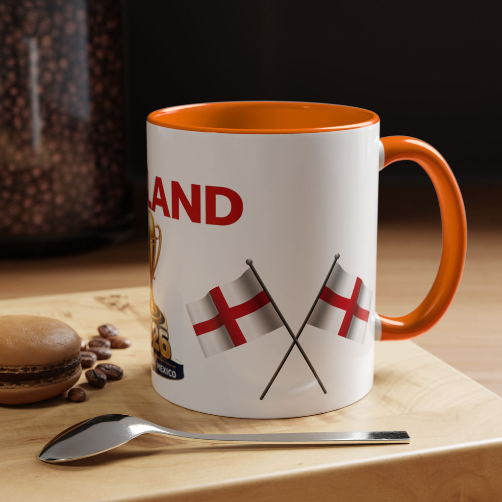 England 2026 Soccer Trophy Accent Coffee Mug — Cup Fan Gift (11/15oz)