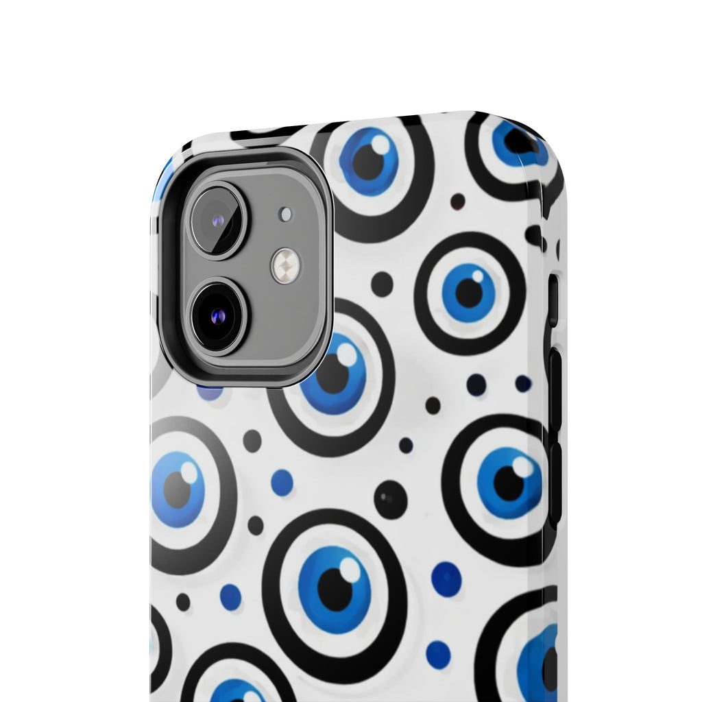 Blue Evil Eye Pattern Tough Phone Case — Protective Ceramic Nazar Design