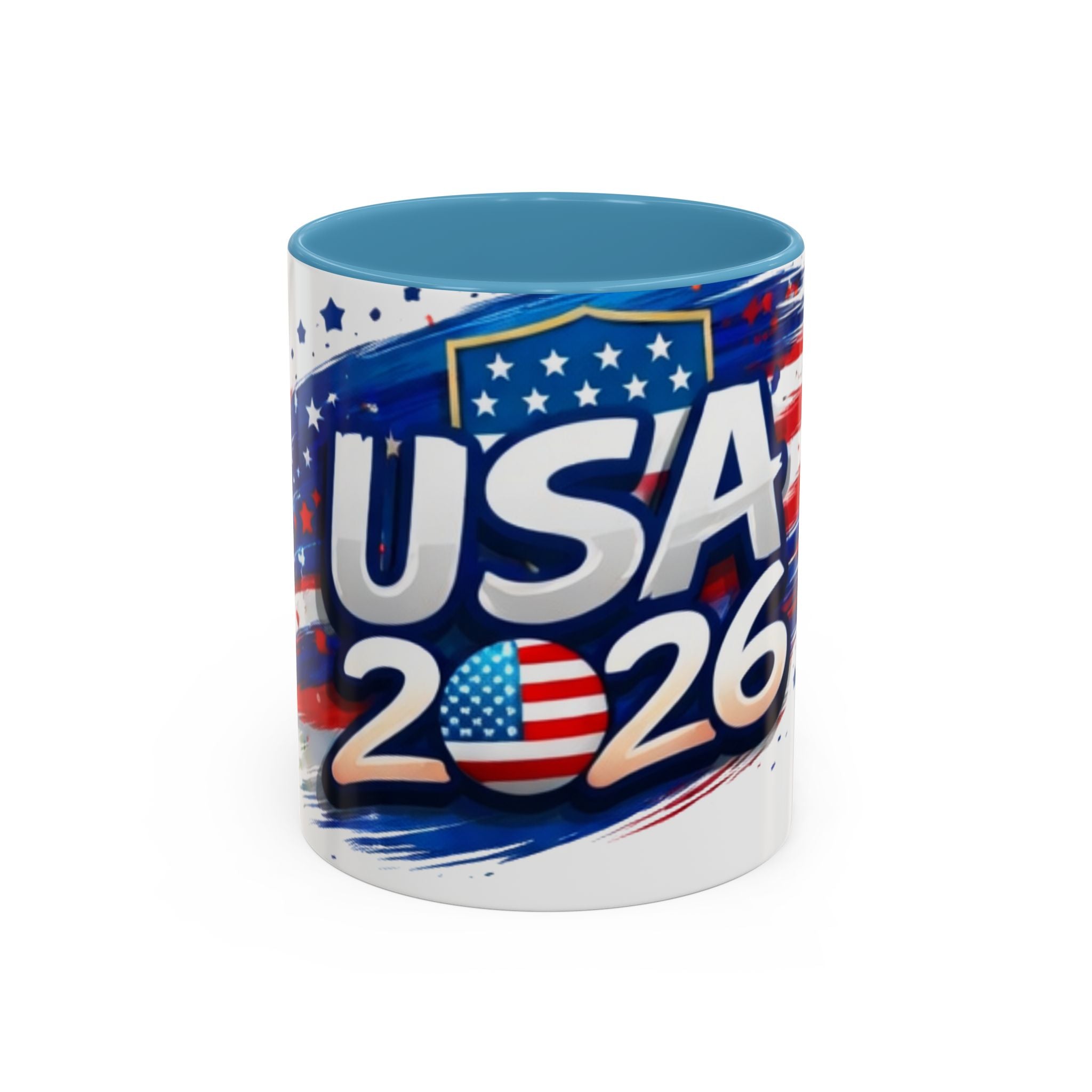 USA 2026 Flag Accent Coffee Mug — Patriotic Fourth of July Drinkware