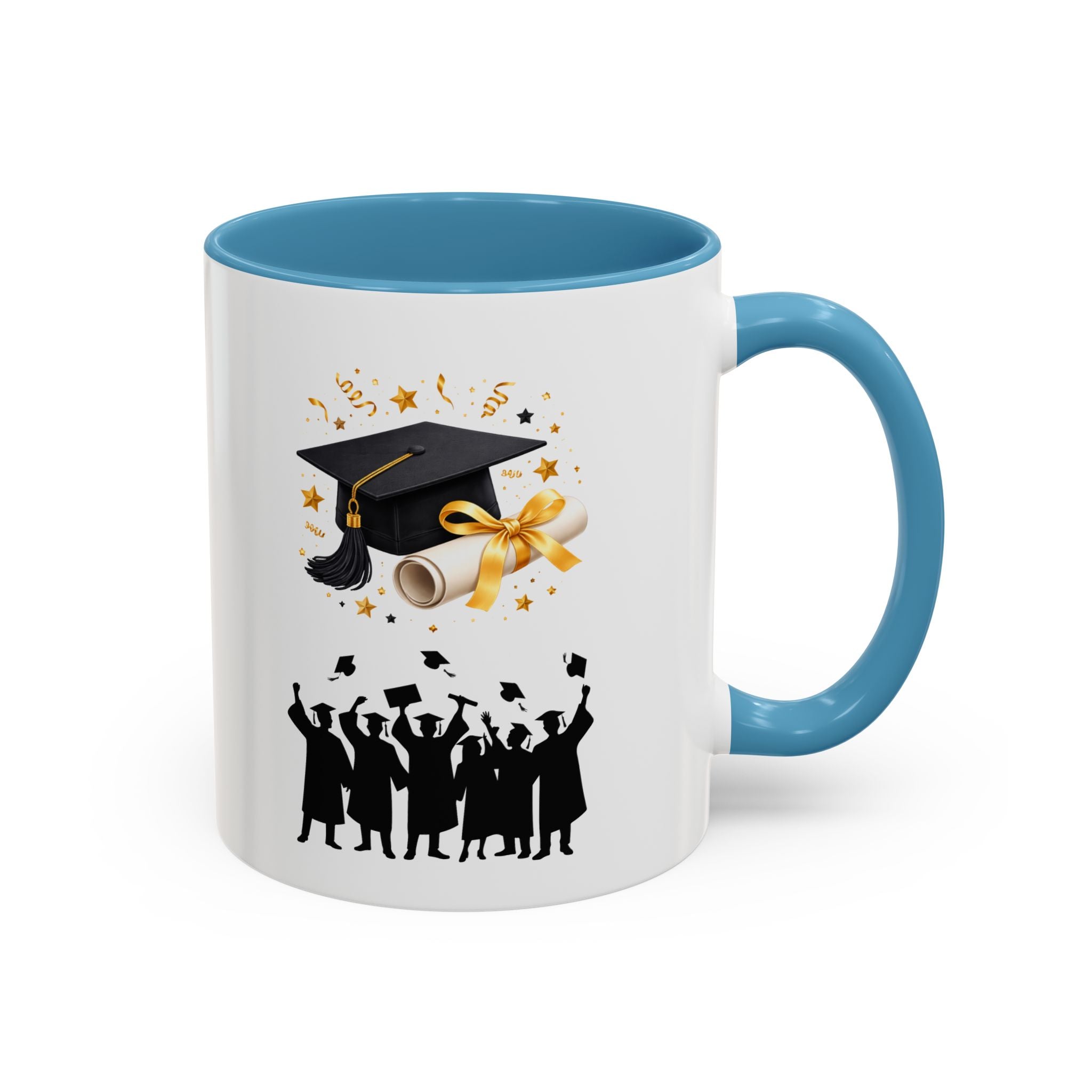 Graduation Celebration Coffee Mug — Cap, Diploma & Tossed Caps Design