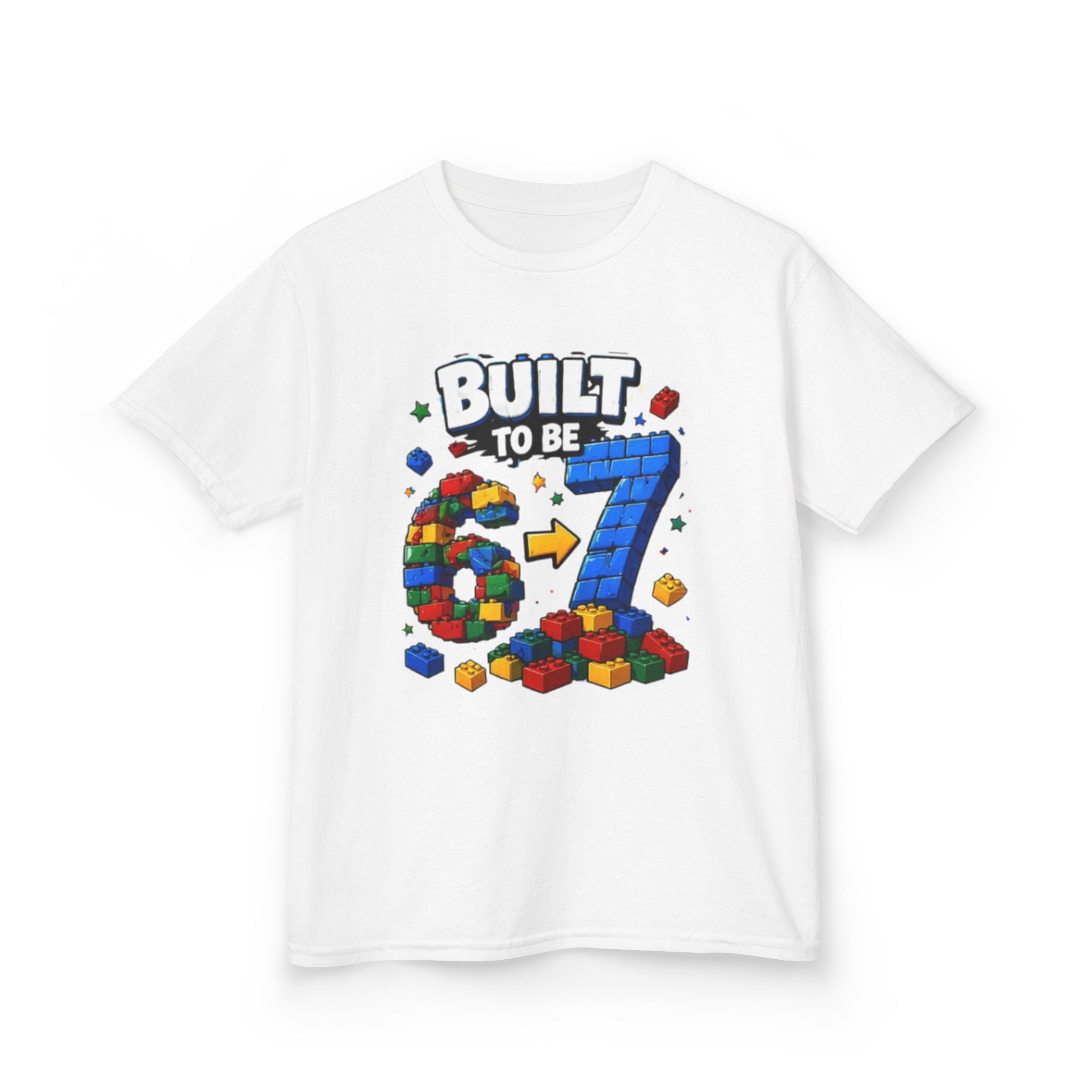 Built to Be 6 → 7" Colorful Building Block Birthday Shirt